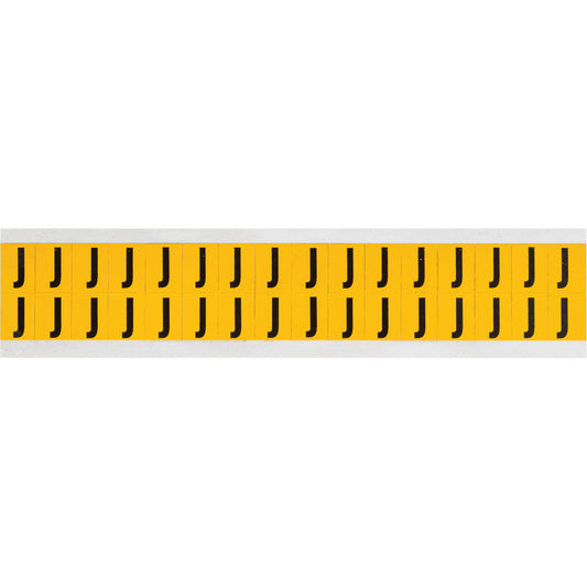 Brady Individual Number and Letter Labels, J, 5/8" H, Black on Yellow