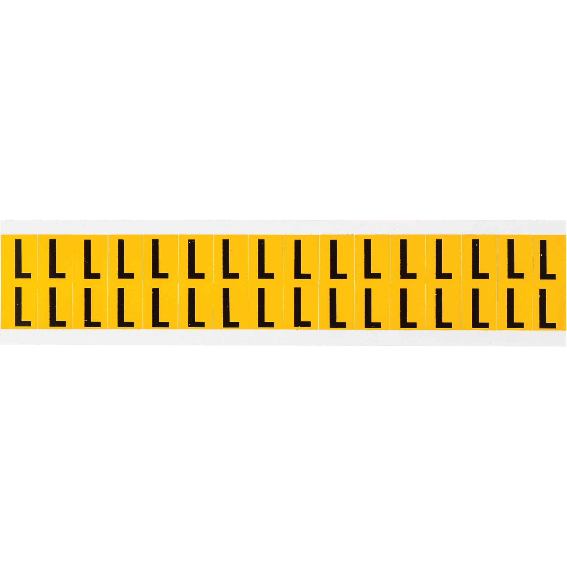 Brady Individual Number and Letter Labels, L, 5/8" H, Black on Yellow