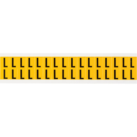 Brady Individual Number and Letter Labels, L, 5/8" H, Black on Yellow