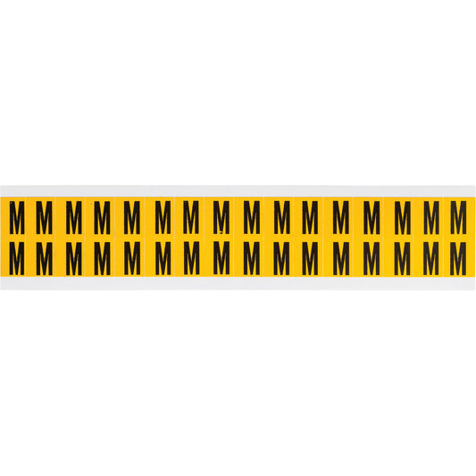 Brady Individual Number & Letter Labels, M, 5/8" H, Black on Yellow