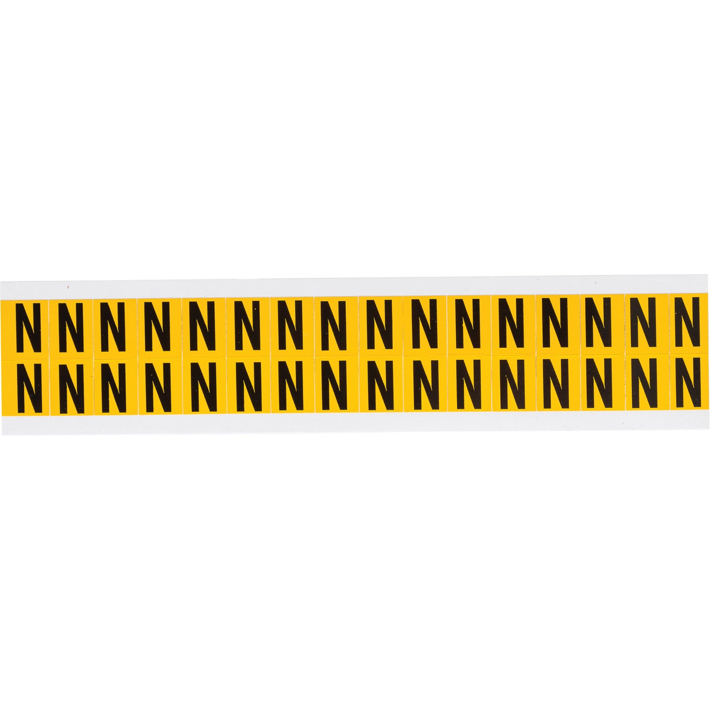 Brady Individual Number & Letter Labels, N, 5/8" H, Black on Yellow