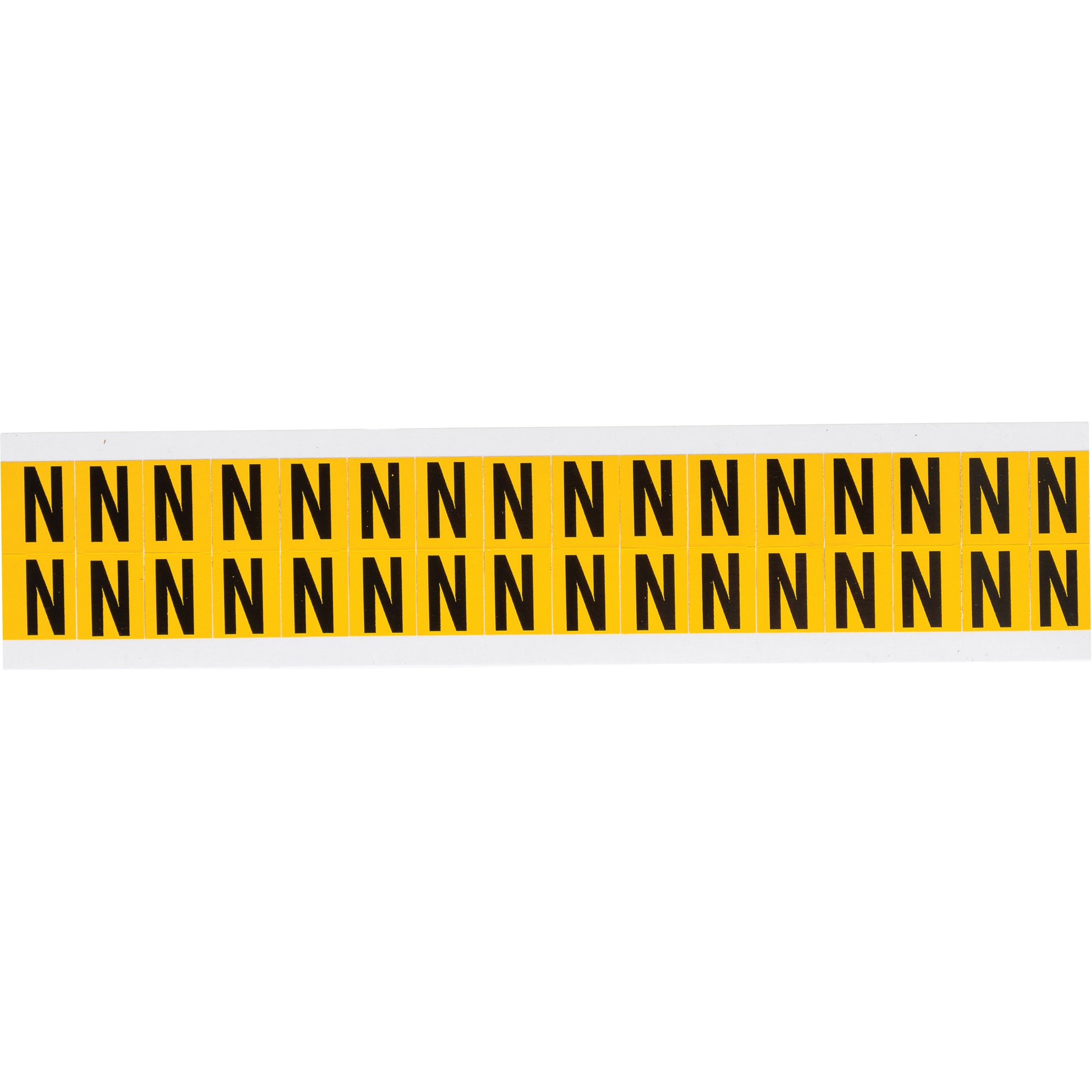 Brady Individual Number & Letter Labels, N, 5/8" H, Black on Yellow