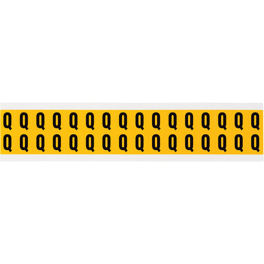 Brady Individual Number & Letter Labels, Q, 5/8" H, Black on Yellow