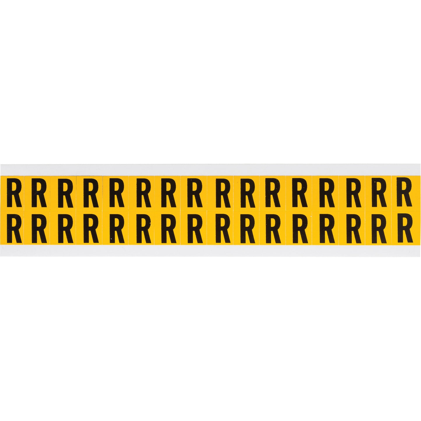 Brady Individual Number & Letter Labels, R, 5/8" H, Black on Yellow