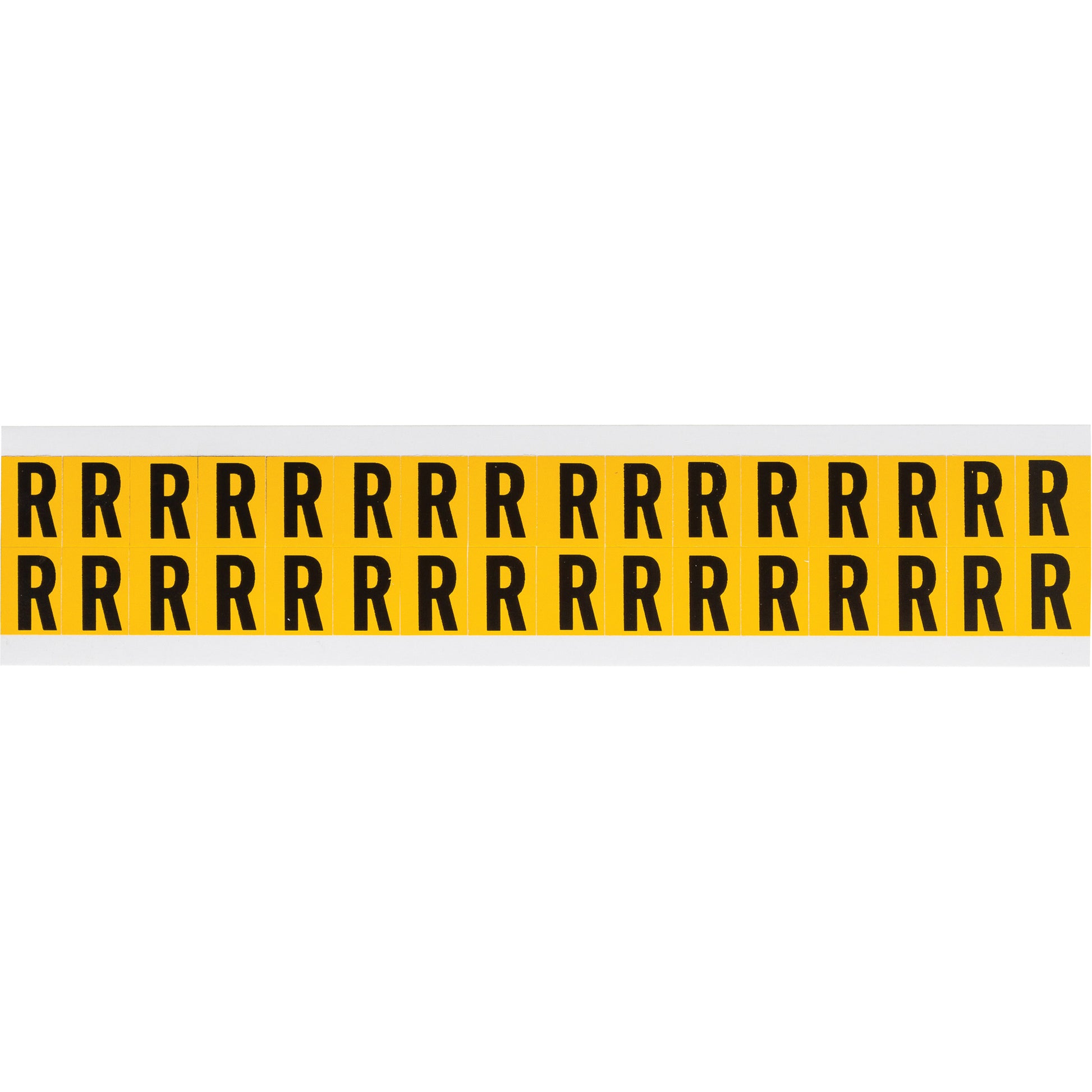 Brady Individual Number & Letter Labels, R, 5/8" H, Black on Yellow