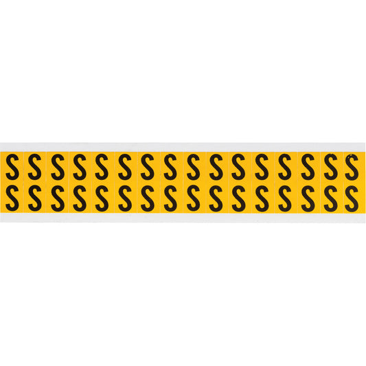 Brady Individual Number & Letter Labels, S, 5/8" H, Black on Yellow