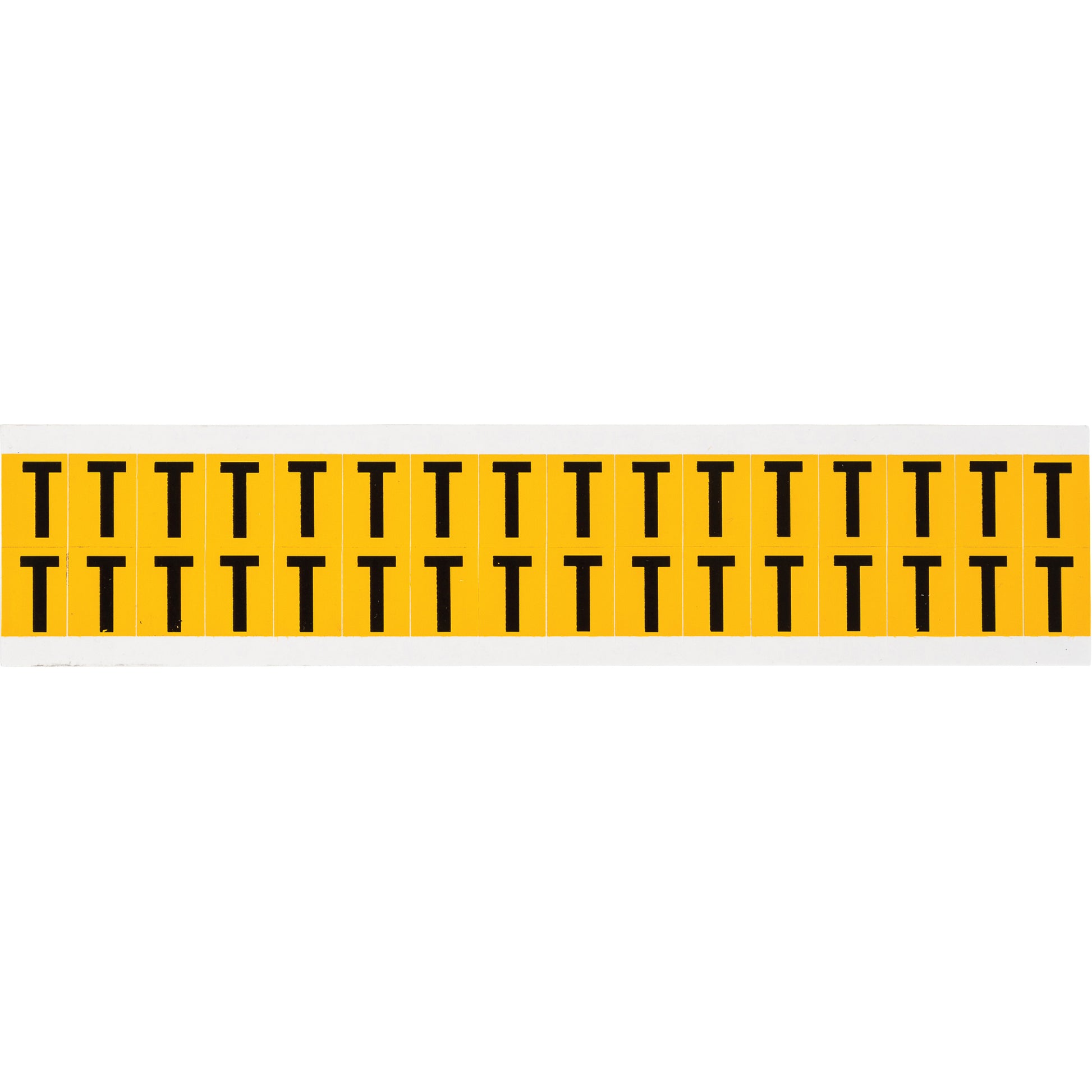 Brady Individual Number & Letter Labels, T, 5/8" H, Black on Yellow