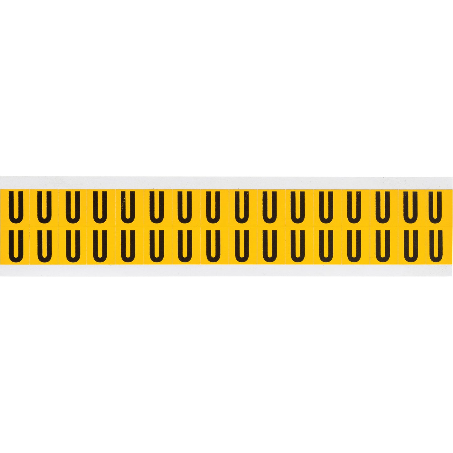 Brady Individual Number & Letter Labels, U, 5/8" H, Black on Yellow