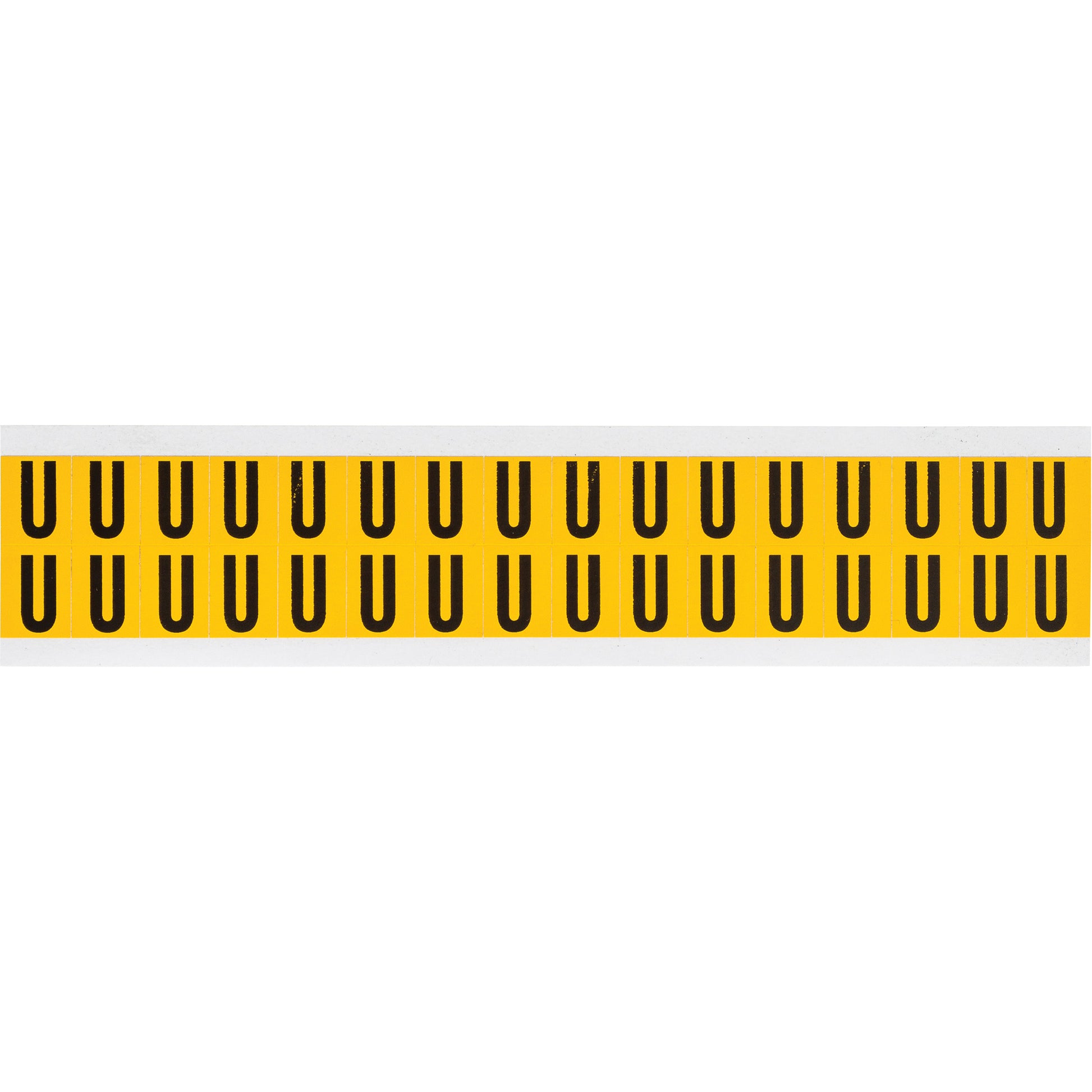 Brady Individual Number & Letter Labels, U, 5/8" H, Black on Yellow