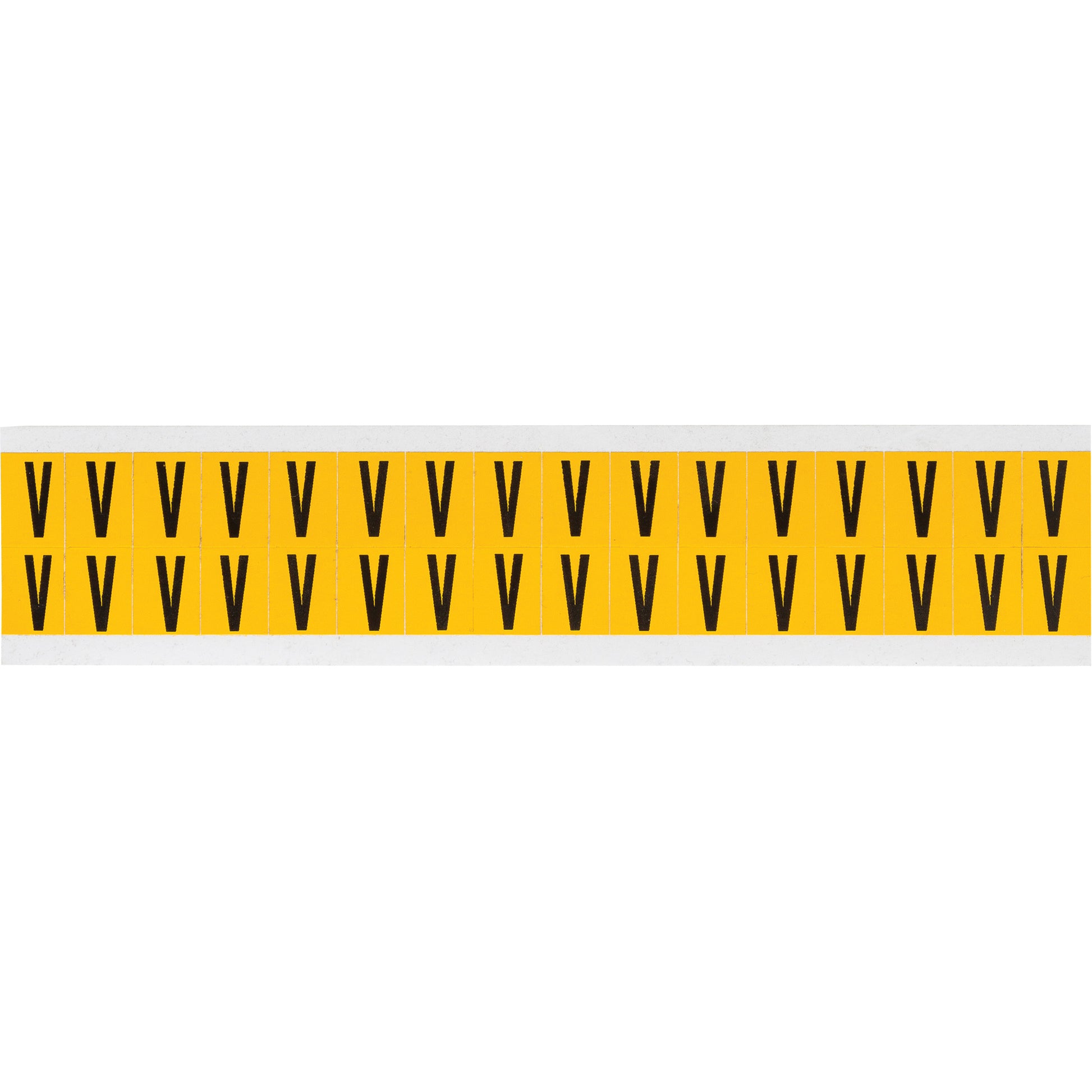 Brady Individual Number & Letter Labels, V, 5/8" H, Black on Yellow