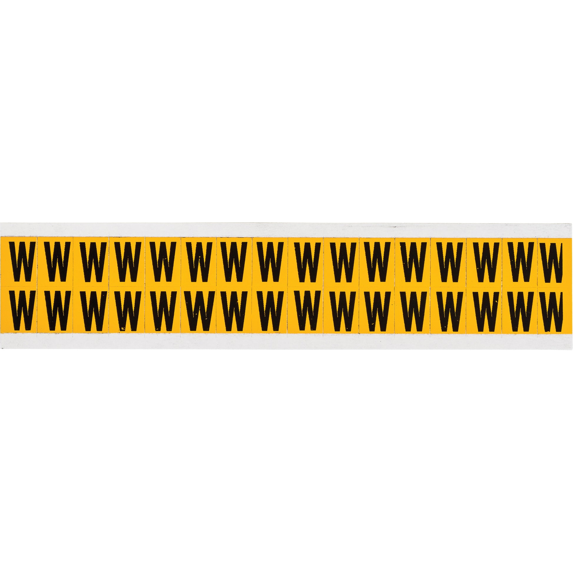 Brady Individual Number & Letter Label, W, 5/8" H, Black on Yellow