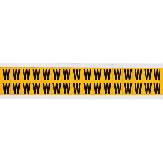 Brady Individual Number & Letter Label, W, 5/8" H, Black on Yellow