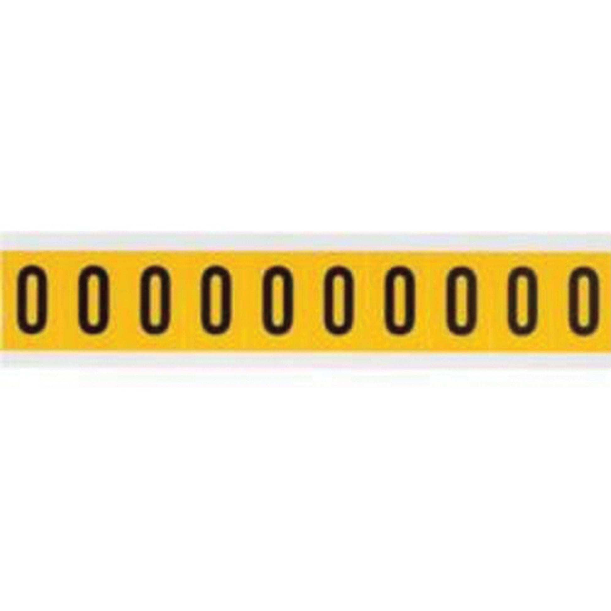Brady Individual Number and Letter Labels, 0, 1" H, Black on Yellow