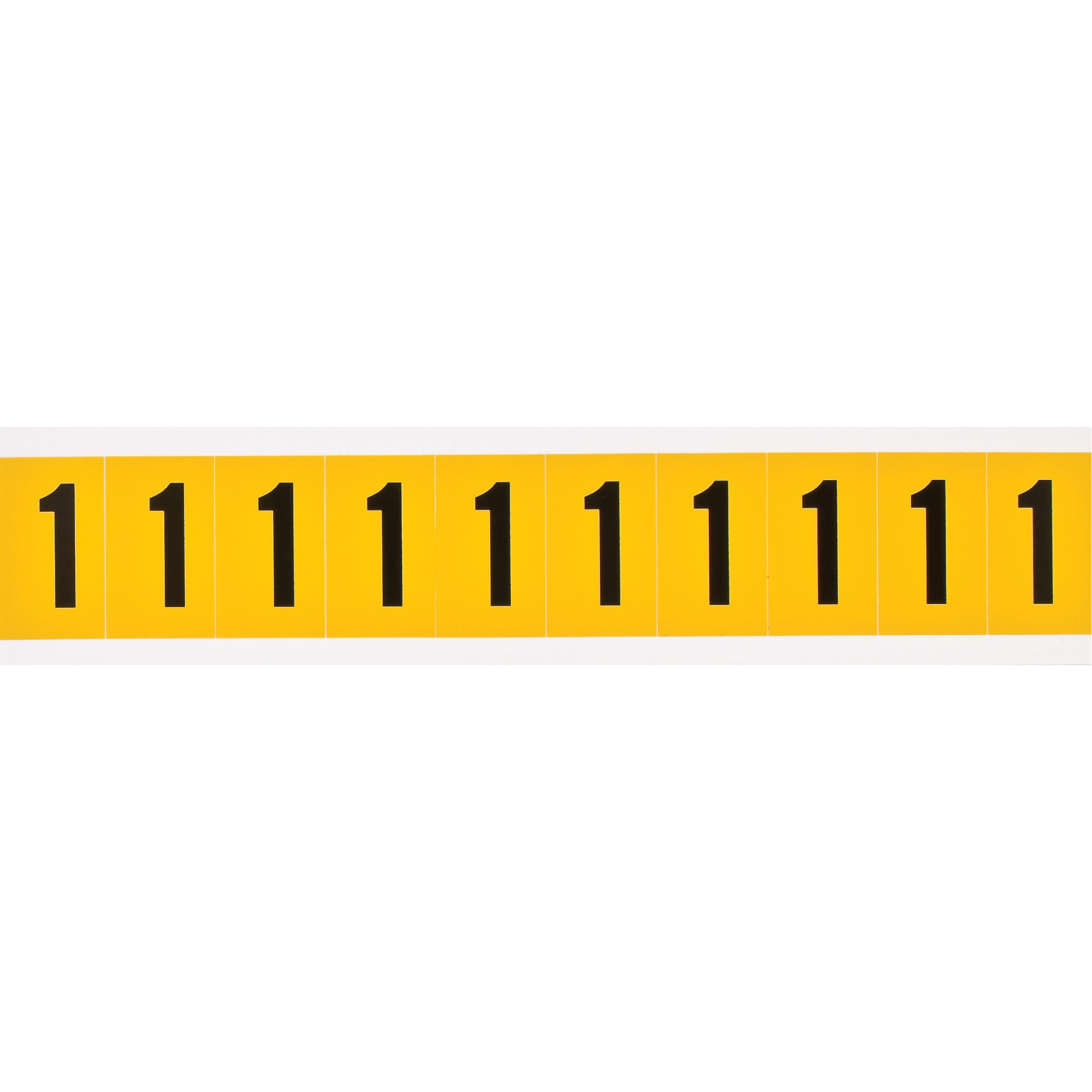 Brady Individual Number and Letter Labels, 1, 1" H, Black on Yellow