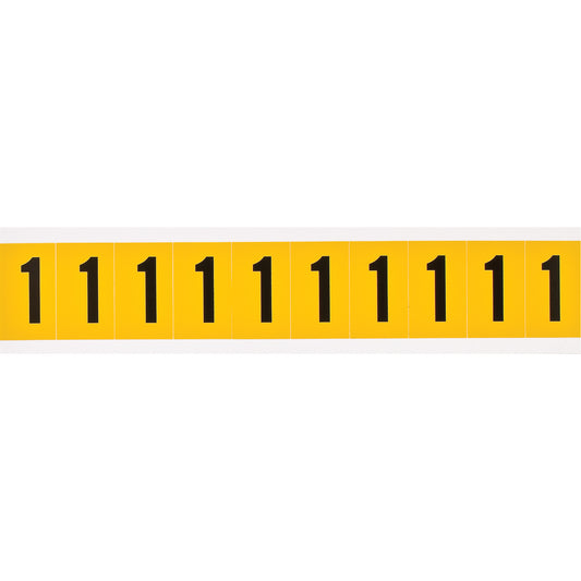 Brady Individual Number and Letter Labels, 1, 1" H, Black on Yellow