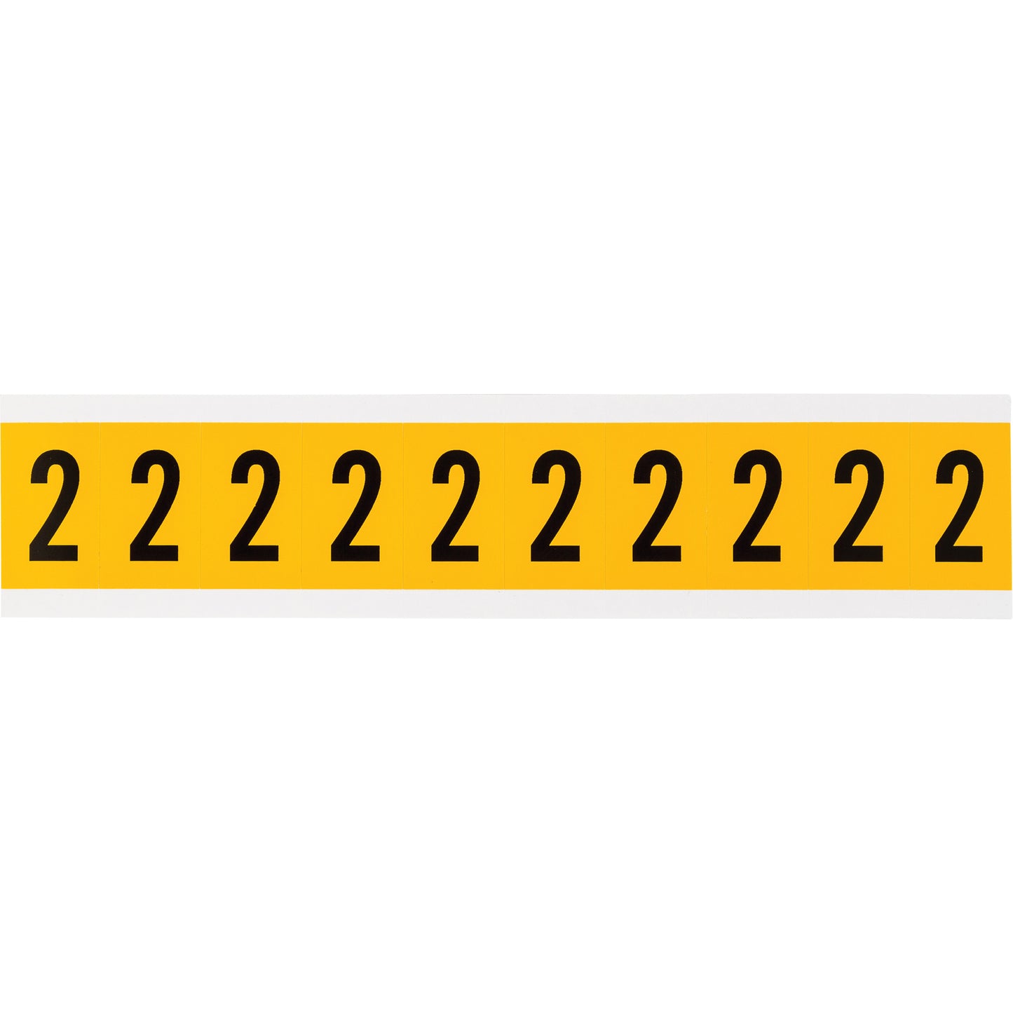 Brady Individual Number and Letter Labels, 2, 1" H, Black on Yellow