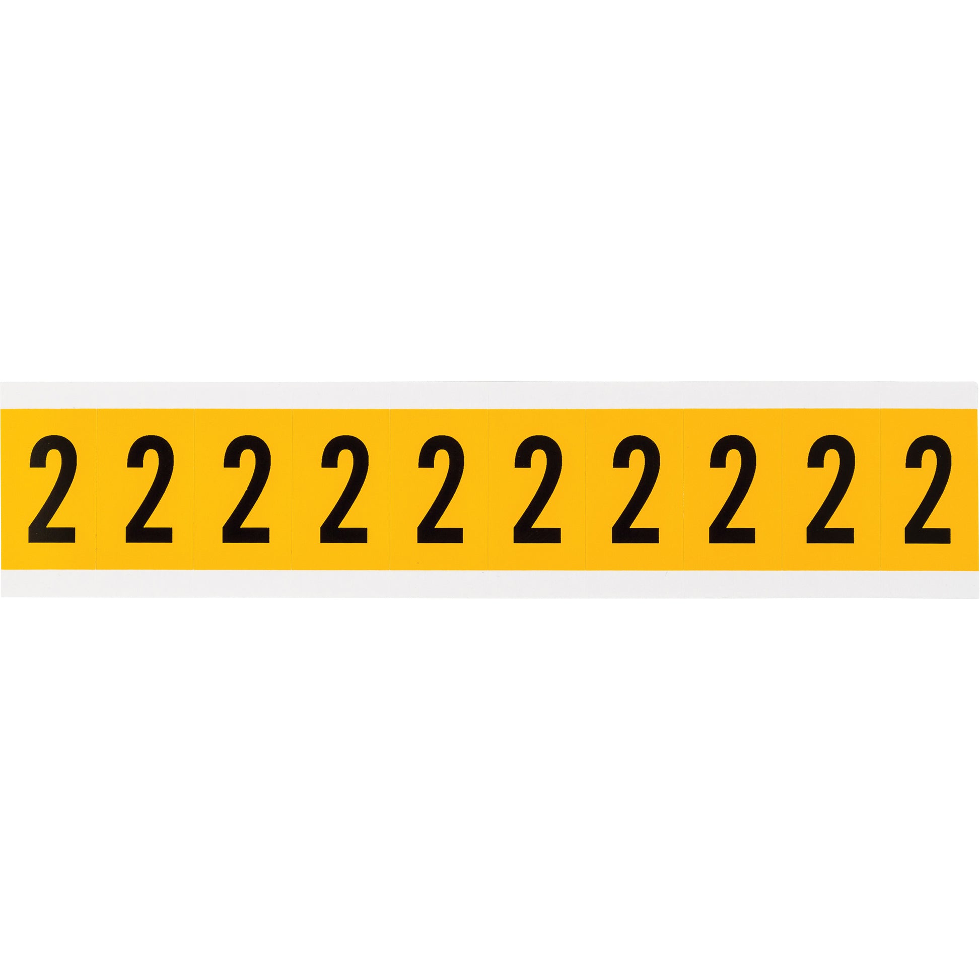 Brady Individual Number and Letter Labels, 2, 1" H, Black on Yellow