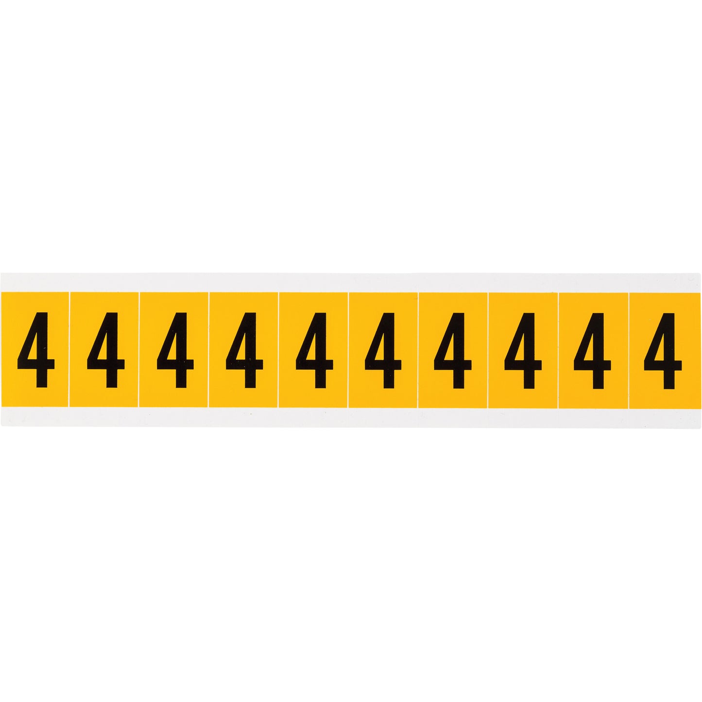 Brady Individual Number and Letter Labels, 4, 1" H, Black on Yellow