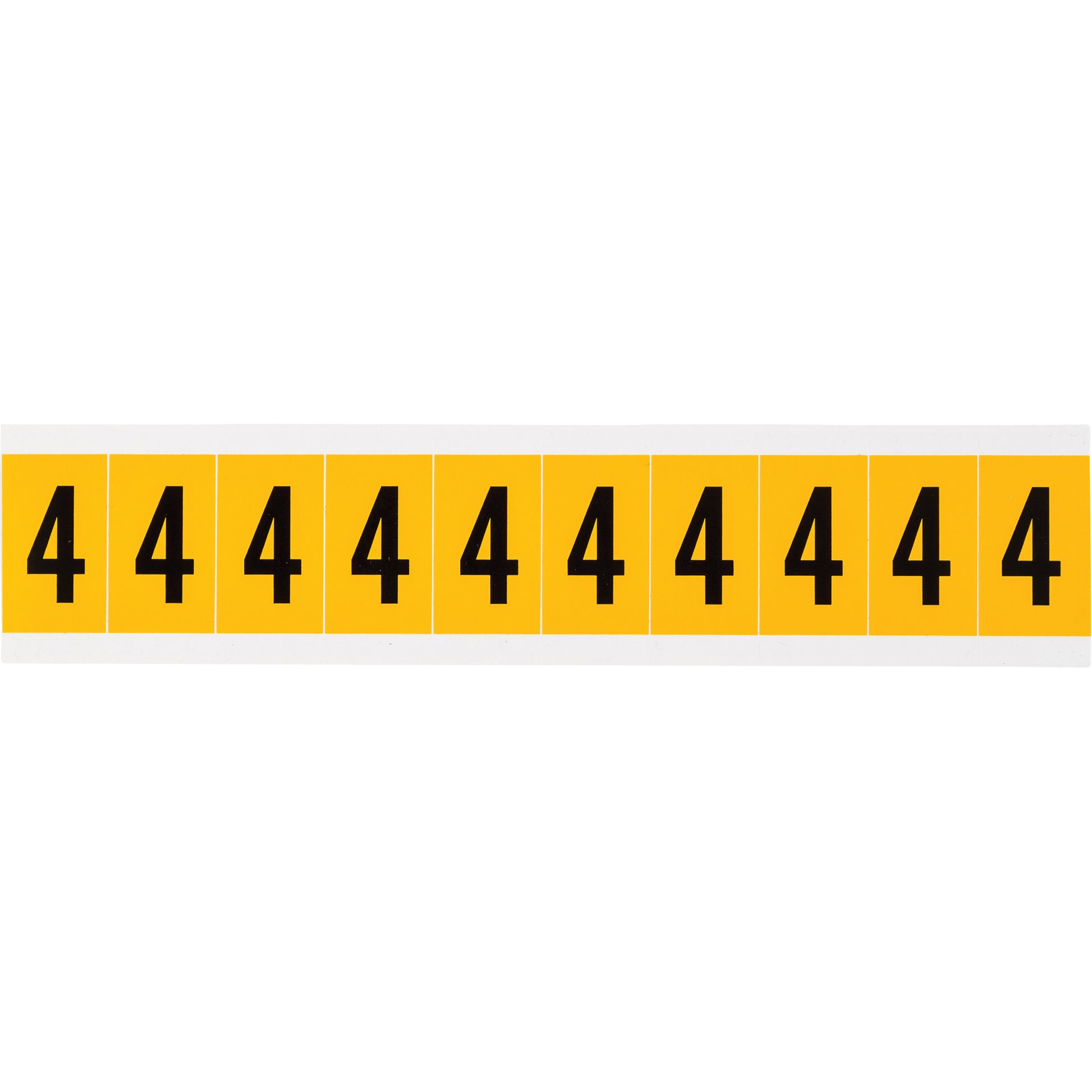 Brady Individual Number and Letter Labels, 4, 1" H, Black on Yellow