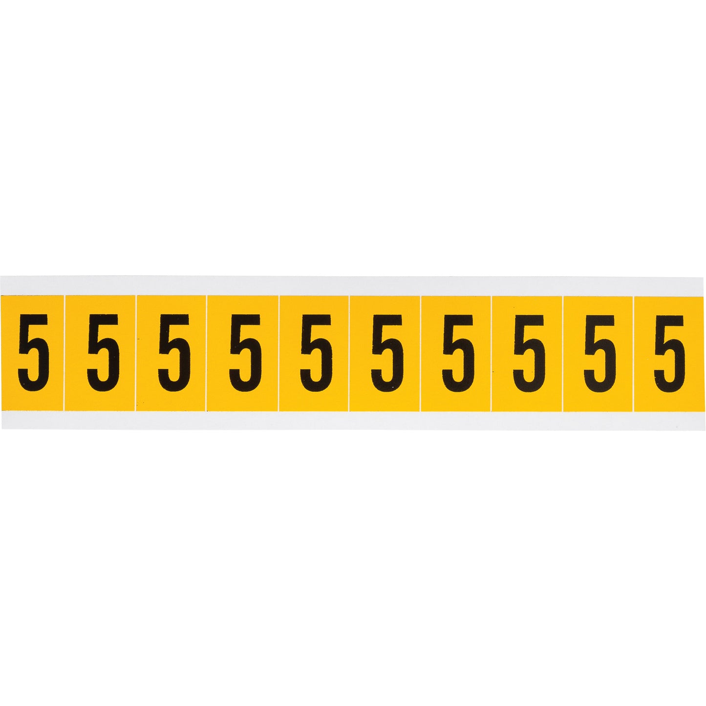 Brady Individual Number and Letter Labels, 5, 1" H, Black on Yellow