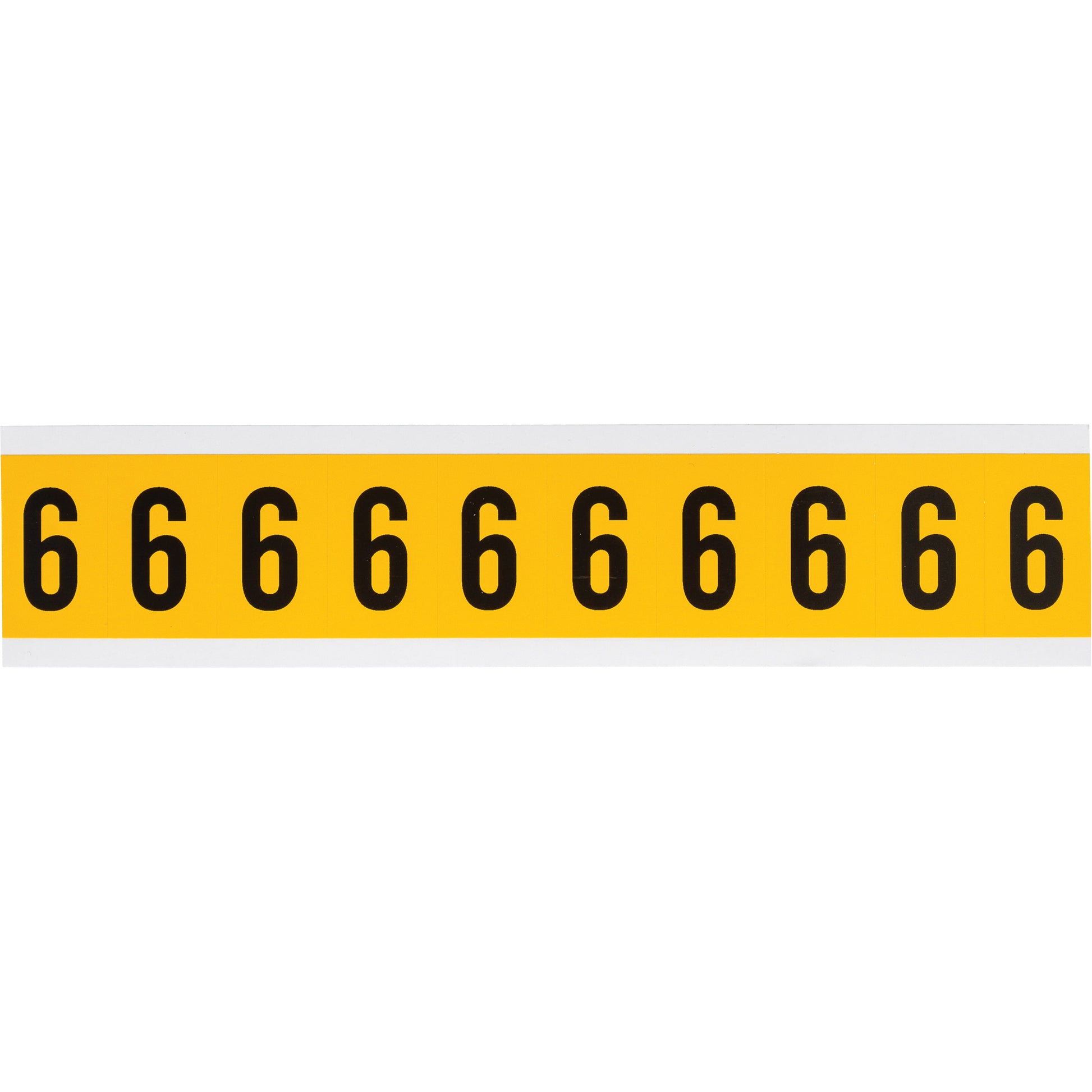 Brady Individual Number and Letter Labels, 6, 1" H, Black on Yellow