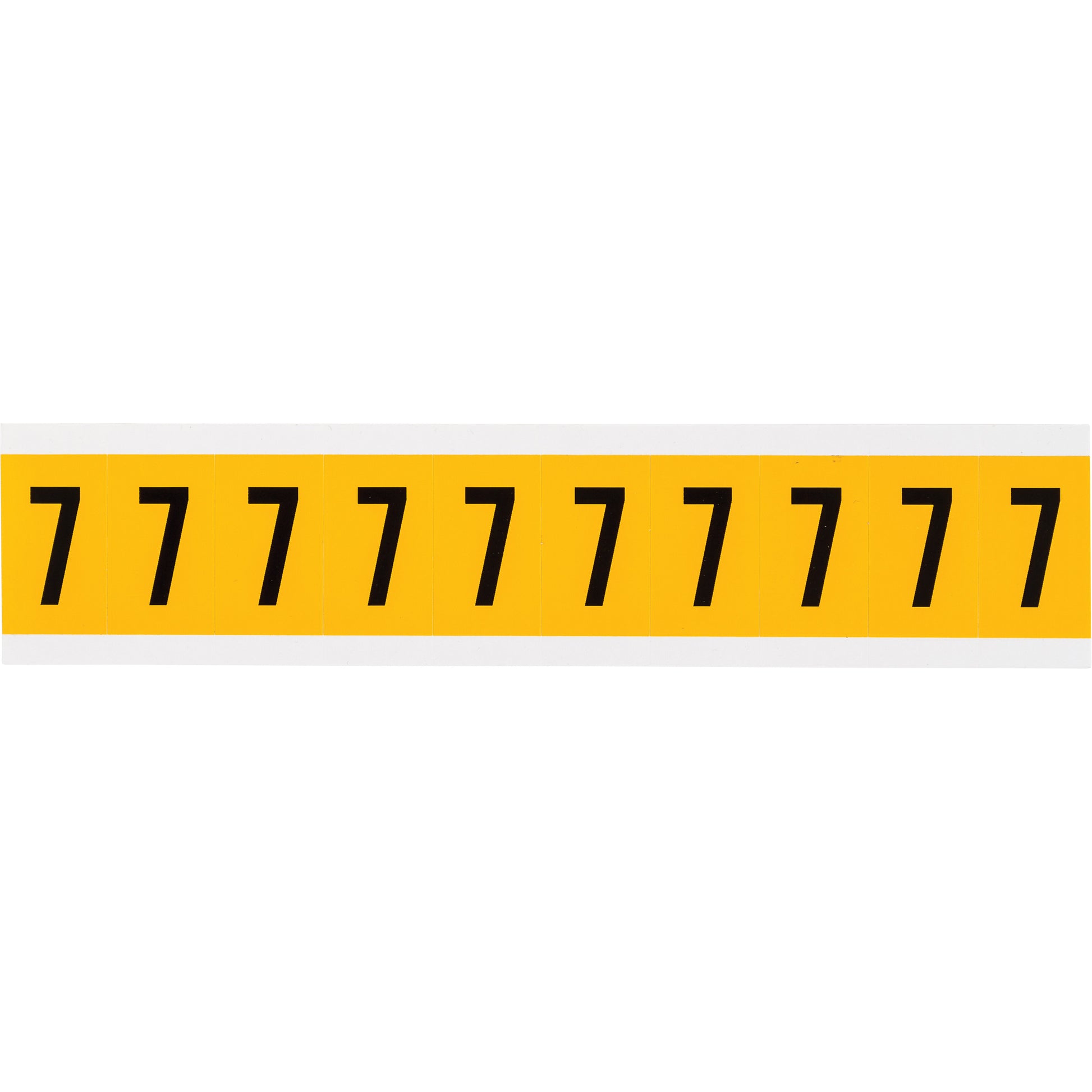 Brady Individual Number and Letter Label, 7, 1" H, Black on Yellow