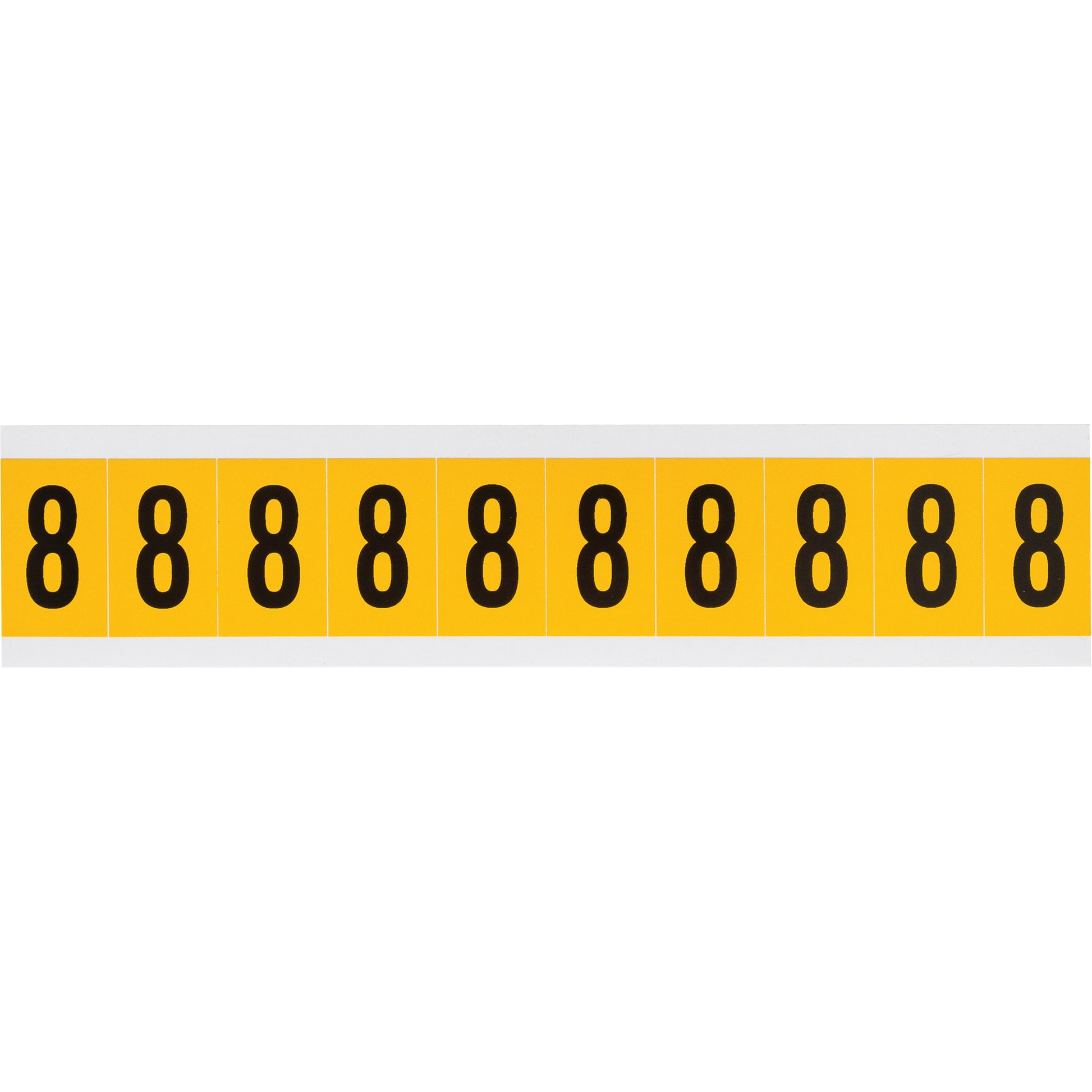 Brady Individual Number and Letter Labels, 8, 1" H, Black on Yellow