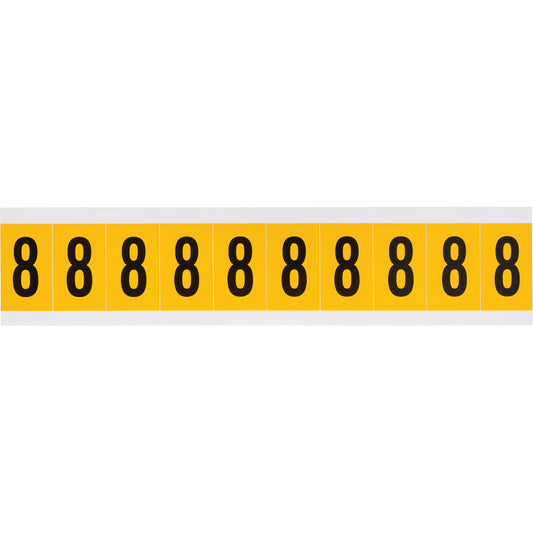 Brady Individual Number and Letter Labels, 8, 1" H, Black on Yellow