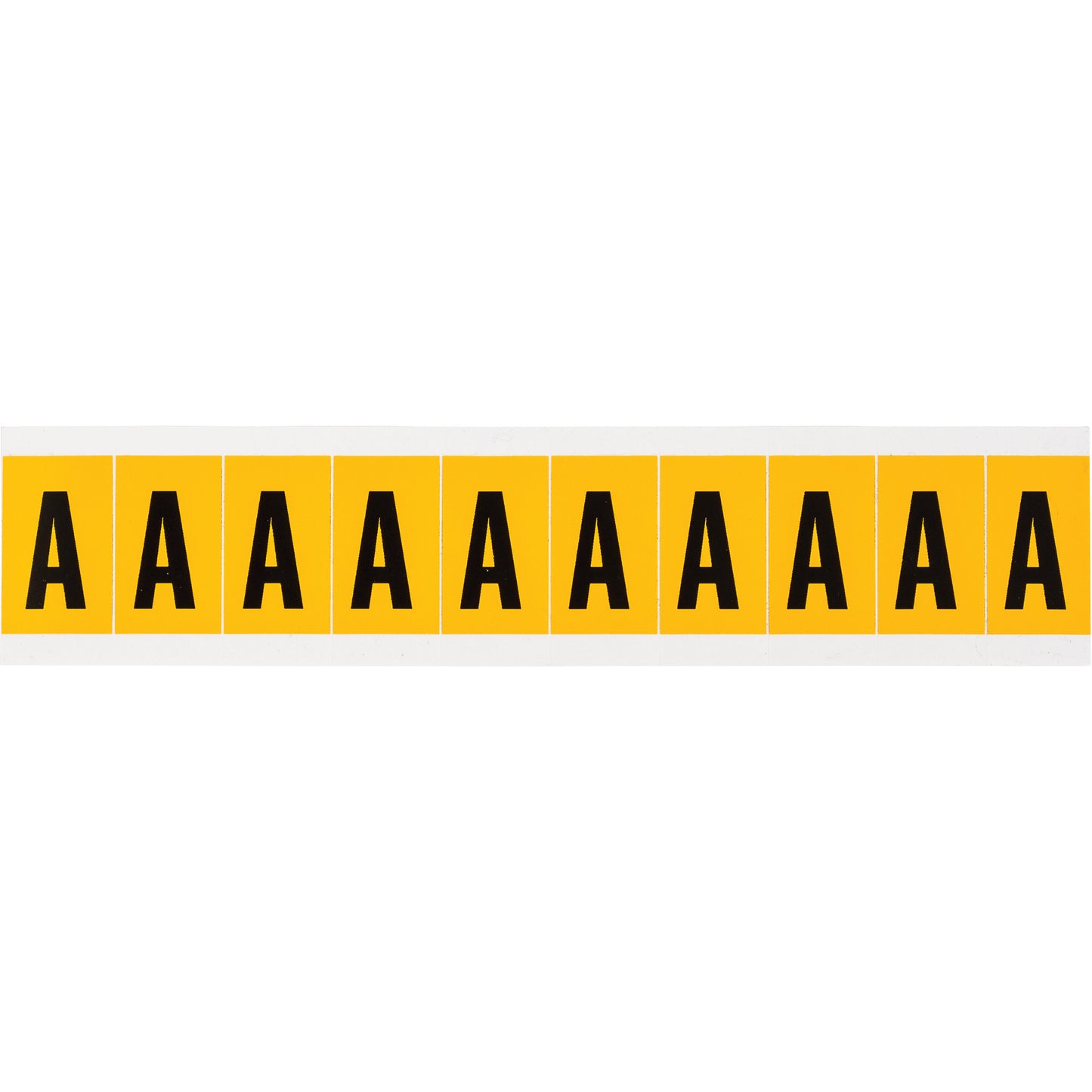 Brady Individual Number and Letter Labels, A, 1" H, Black on Yellow