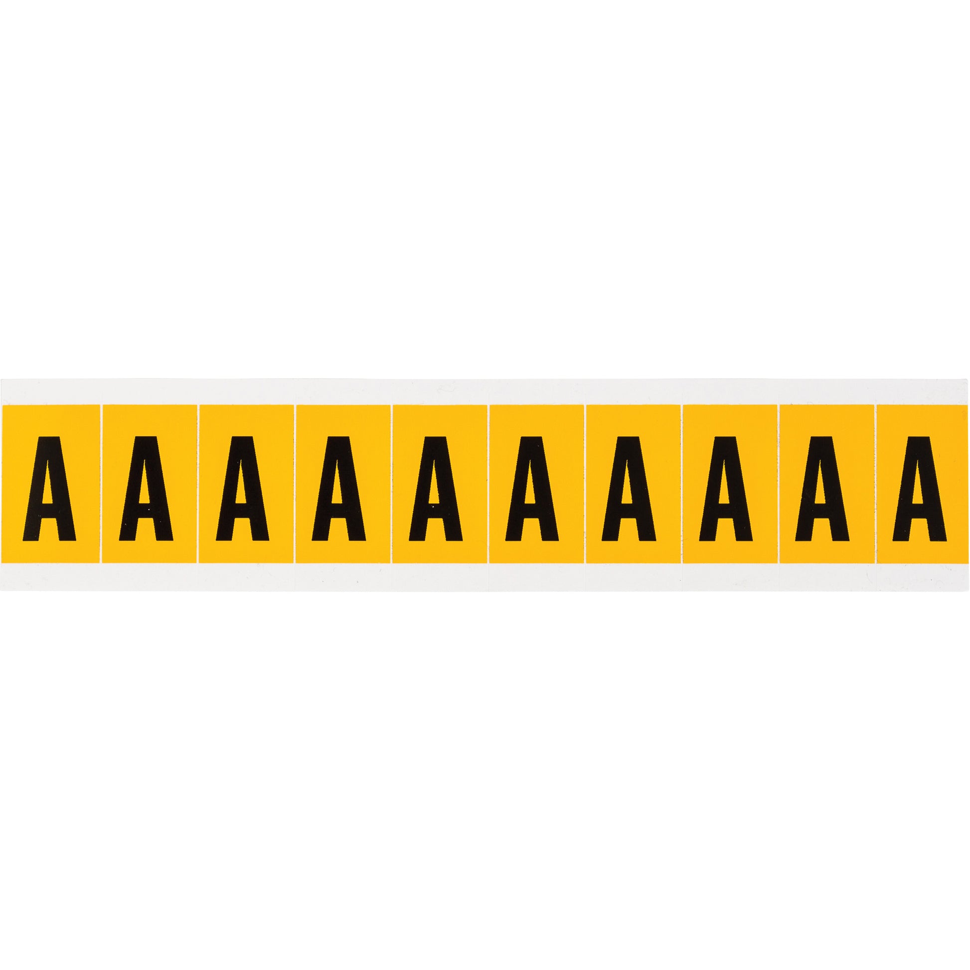 Brady Individual Number and Letter Labels, A, 1" H, Black on Yellow