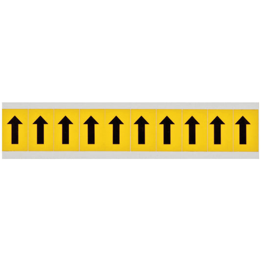 Brady Individual Number and Letter Labels, Arrow Symbol, 1" H, Black on Yellow