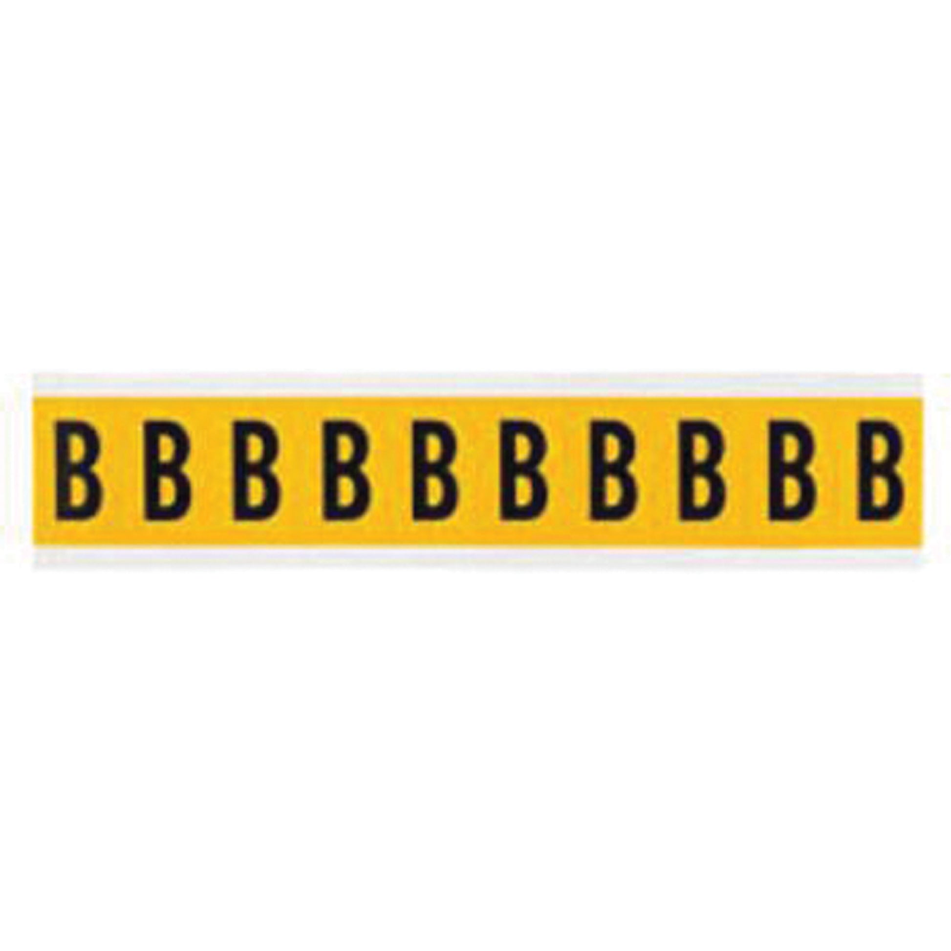 Brady Individual Number and Letter Labels, B, 1" H, Black on Yellow