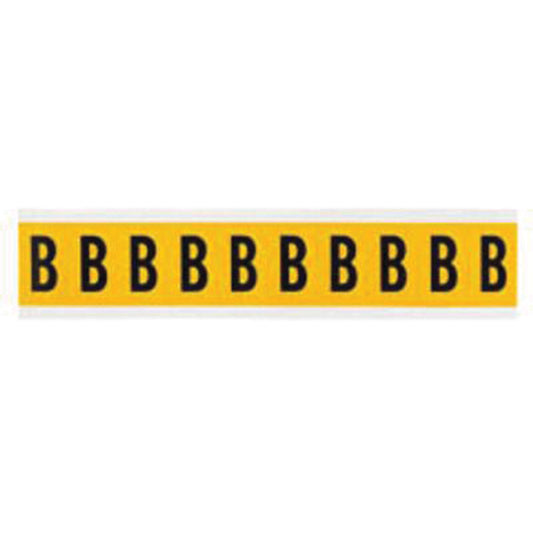 Brady Individual Number and Letter Labels, B, 1" H, Black on Yellow