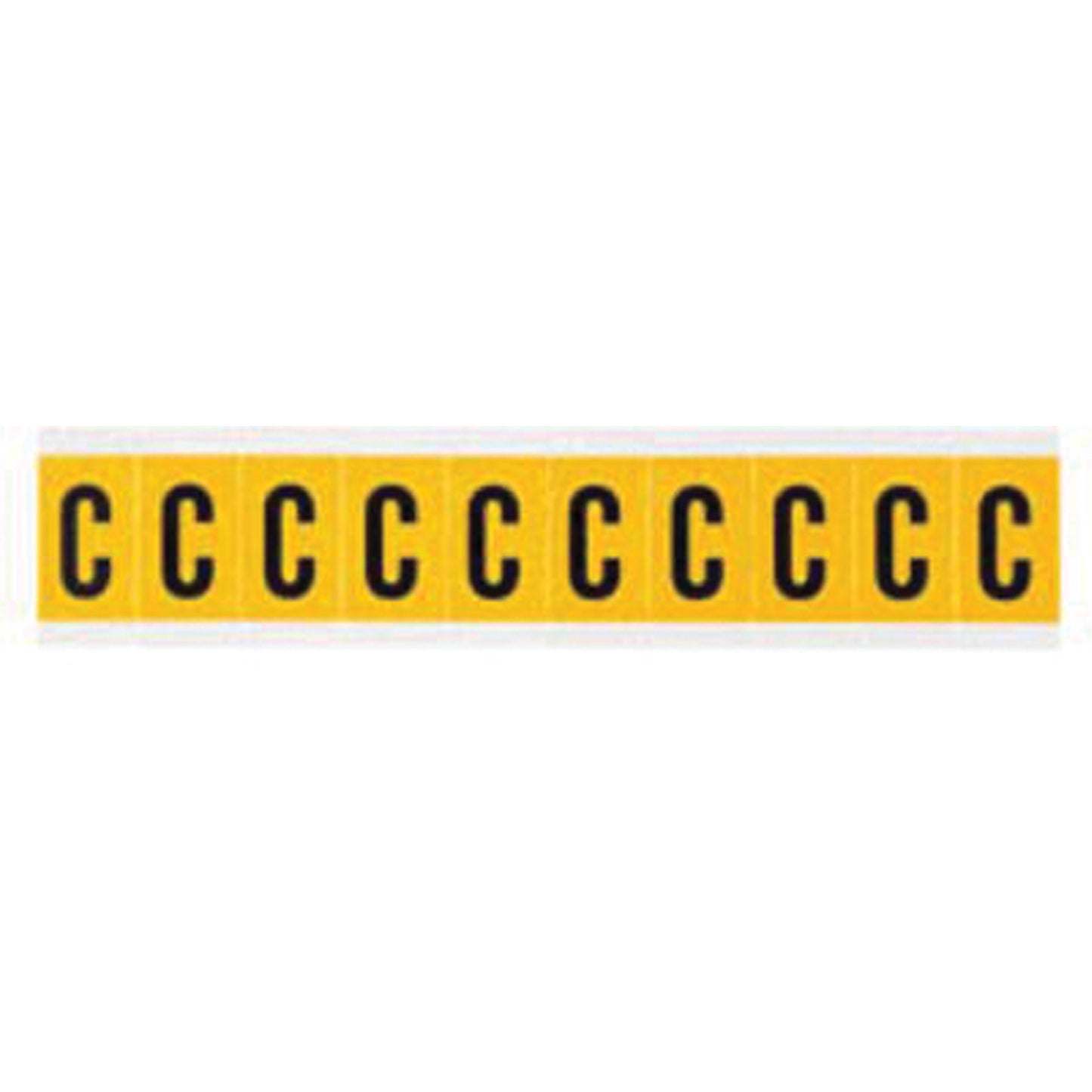 Brady Individual Number and Letter Labels, C, 1" H, Black on Yellow