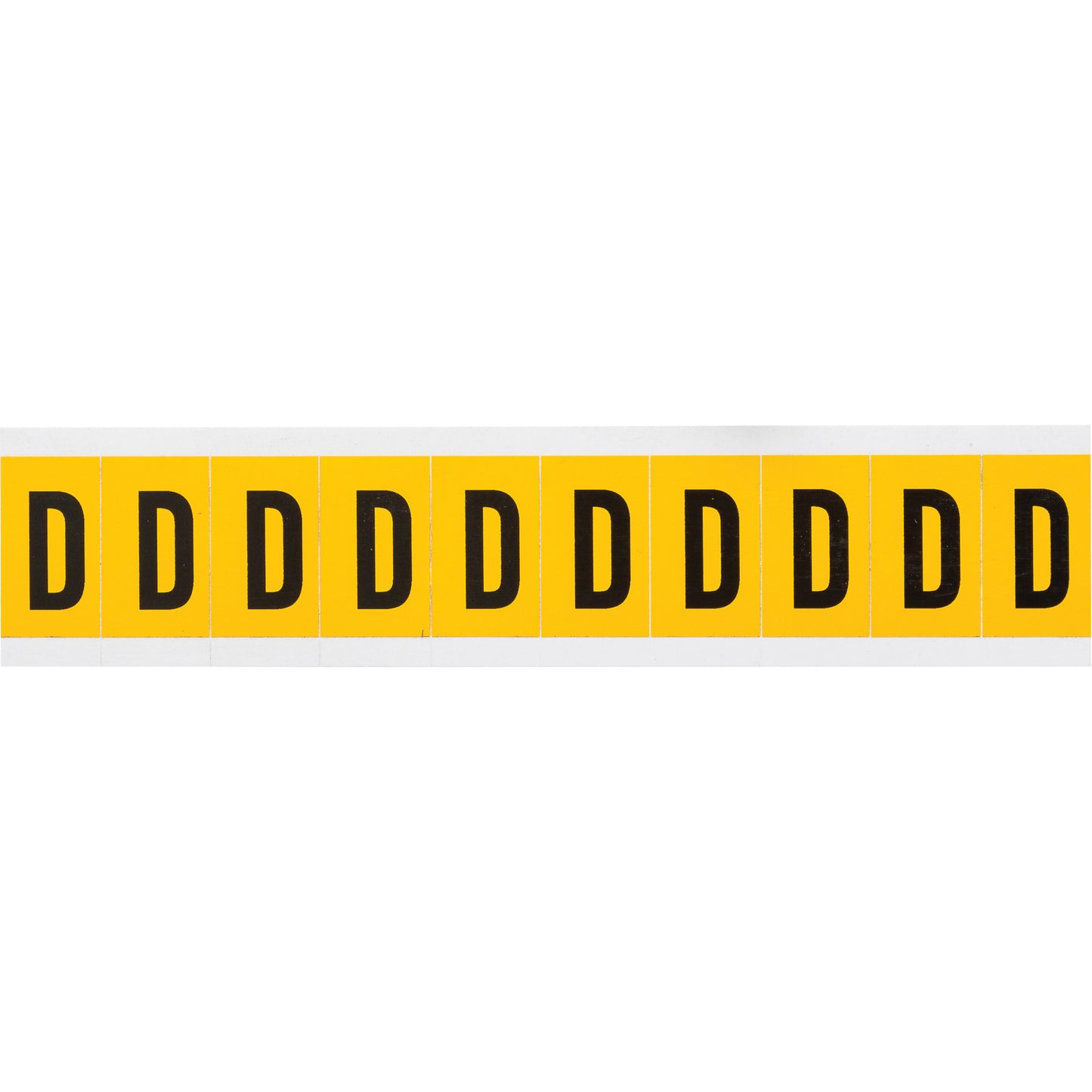 Brady Individual Number and Letter Labels, D, 1" H, Black on Yellow