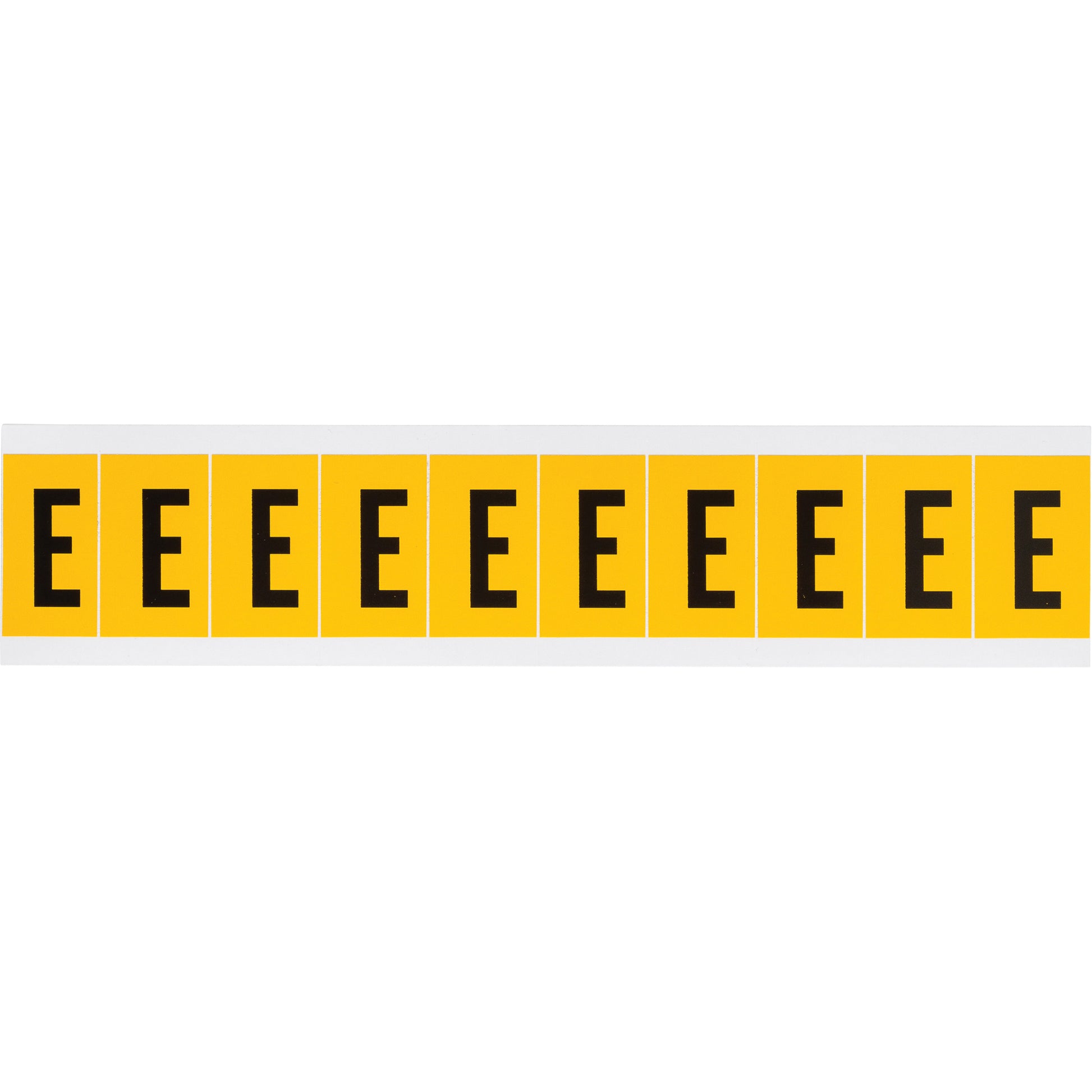 Brady Individual Number and Letter Labels, E, 1" H, Black on Yellow
