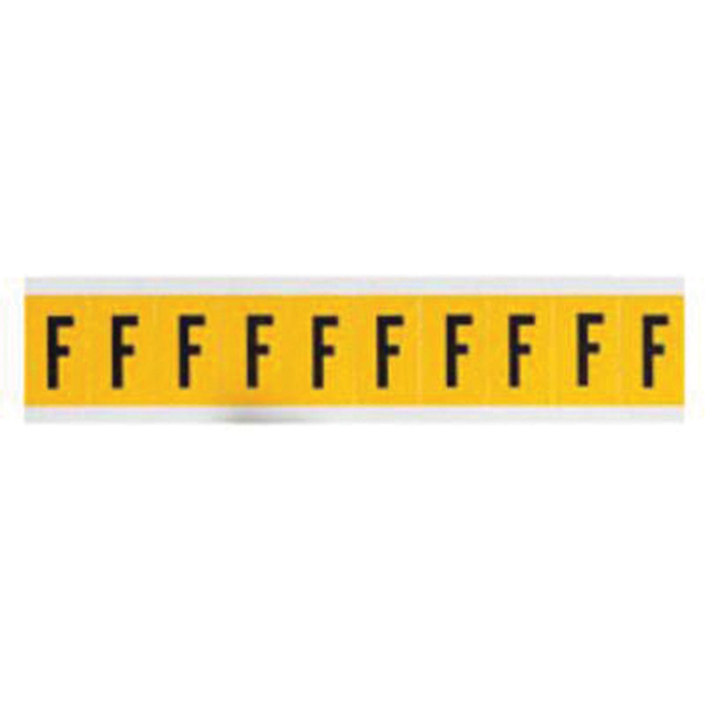 Brady Individual Number and Letter Labels, F, 1" H, Black on Yellow