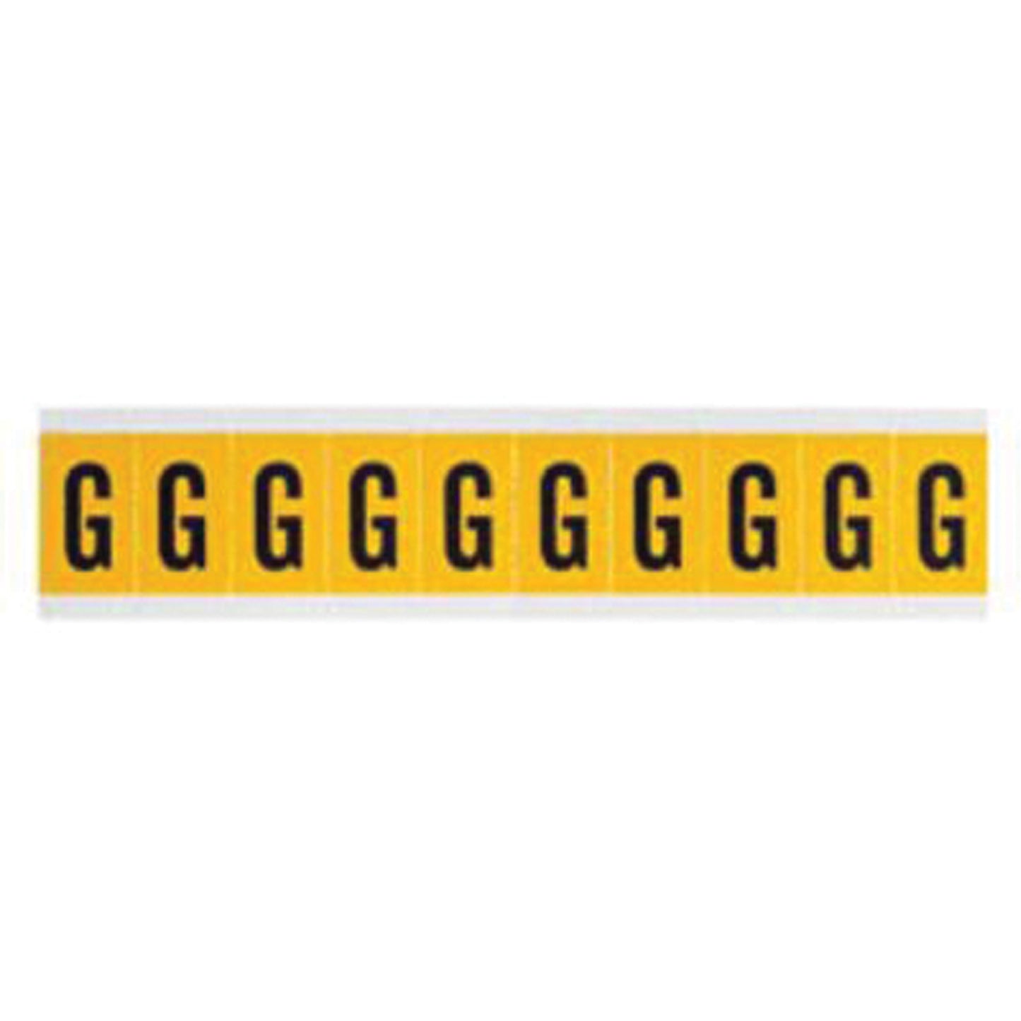 Brady Individual Number and Letter Labels, G, 1" H, Black on Yellow