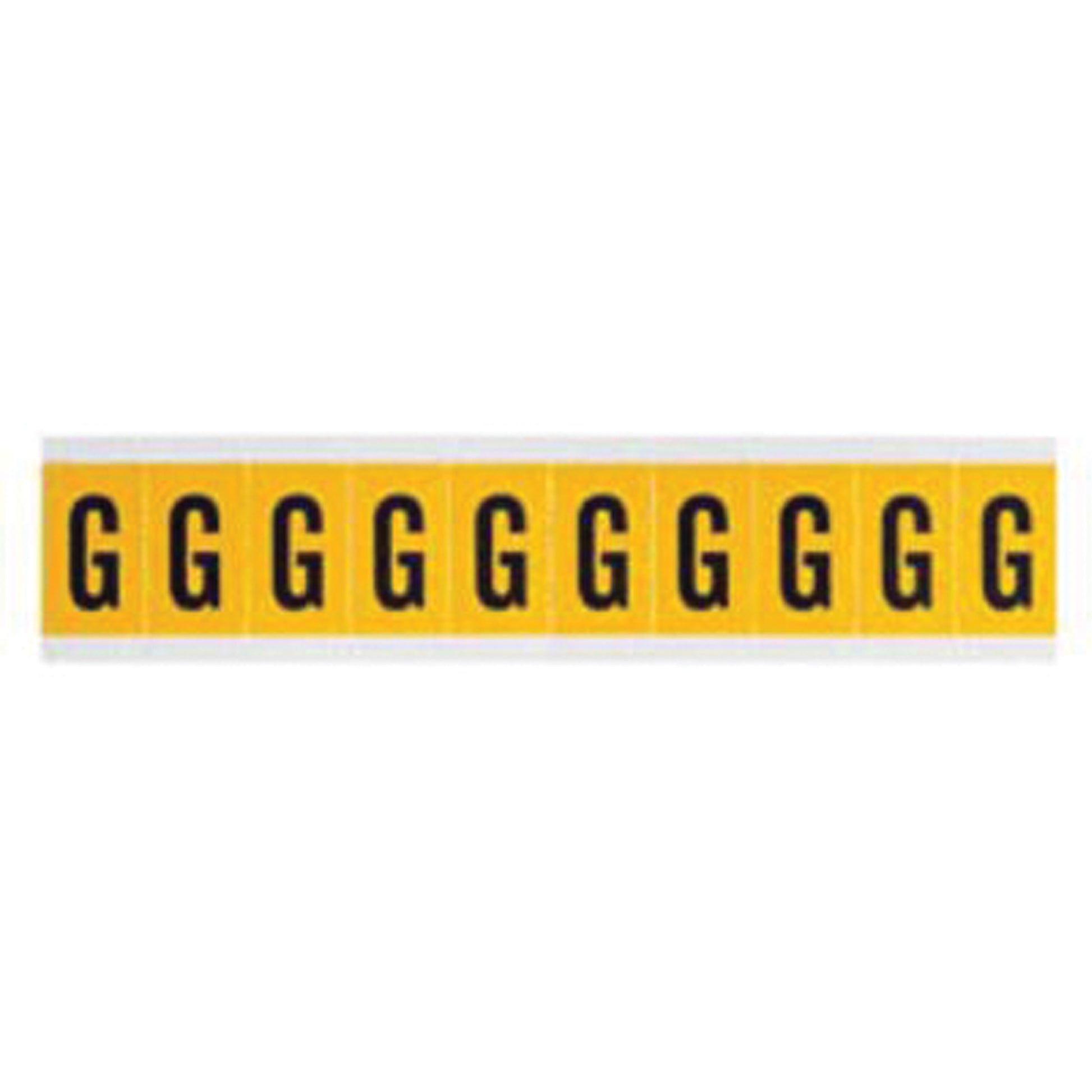 Brady Individual Number and Letter Labels, G, 1" H, Black on Yellow