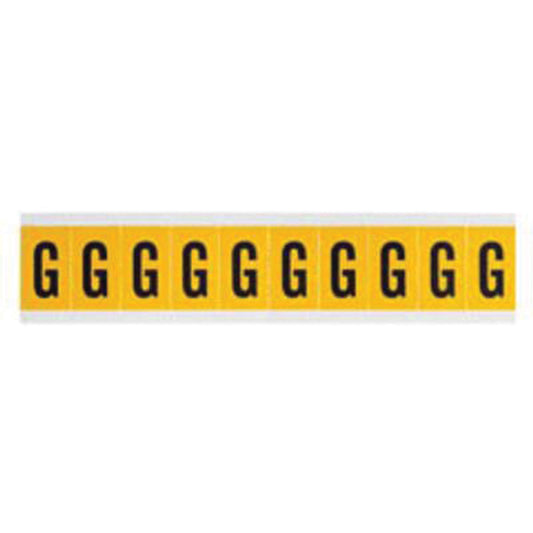 Brady Individual Number and Letter Labels, G, 1" H, Black on Yellow