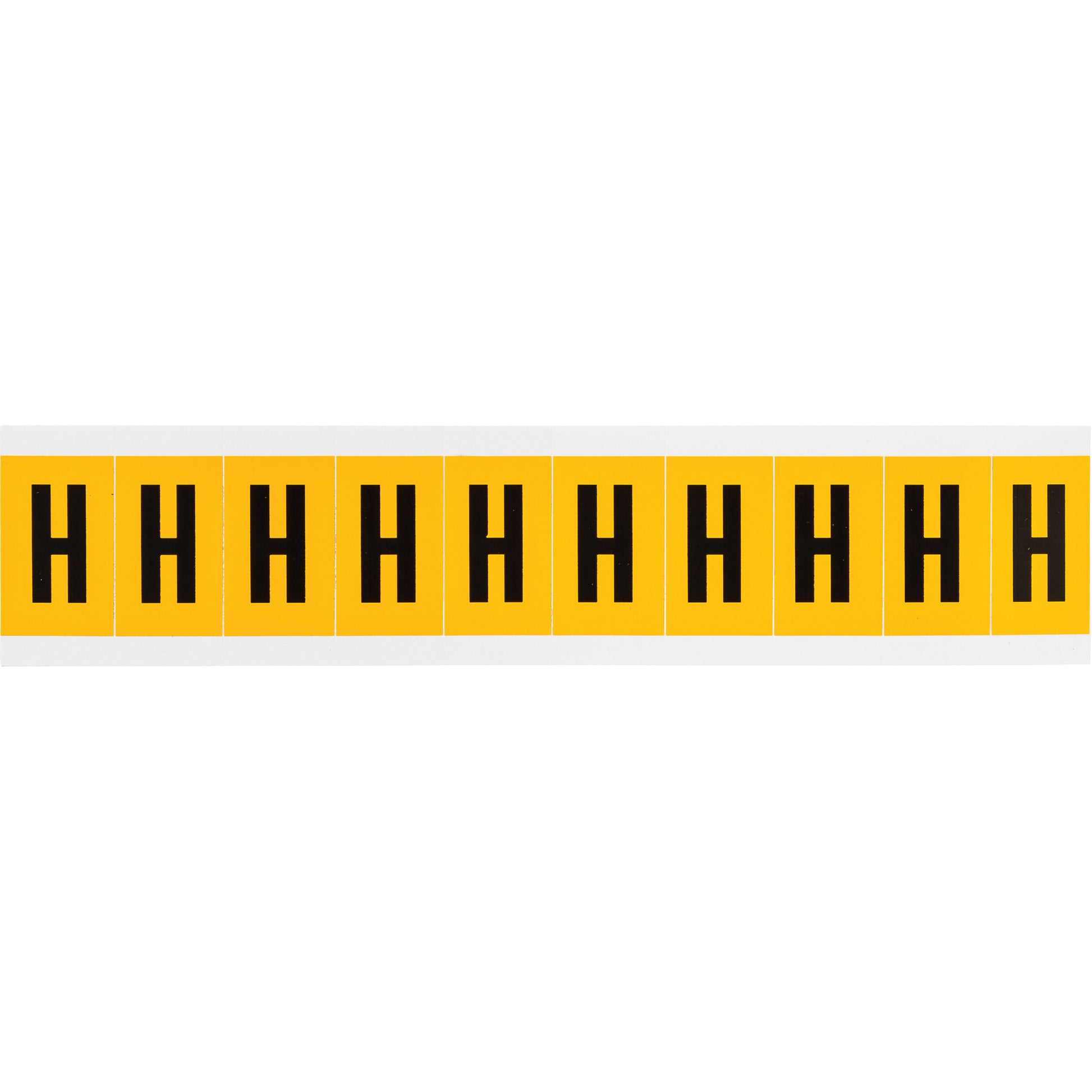 Brady Individual Number and Letter Labels, H, 1" H, Black on Yellow