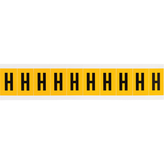 Brady Individual Number and Letter Labels, H, 1" H, Black on Yellow