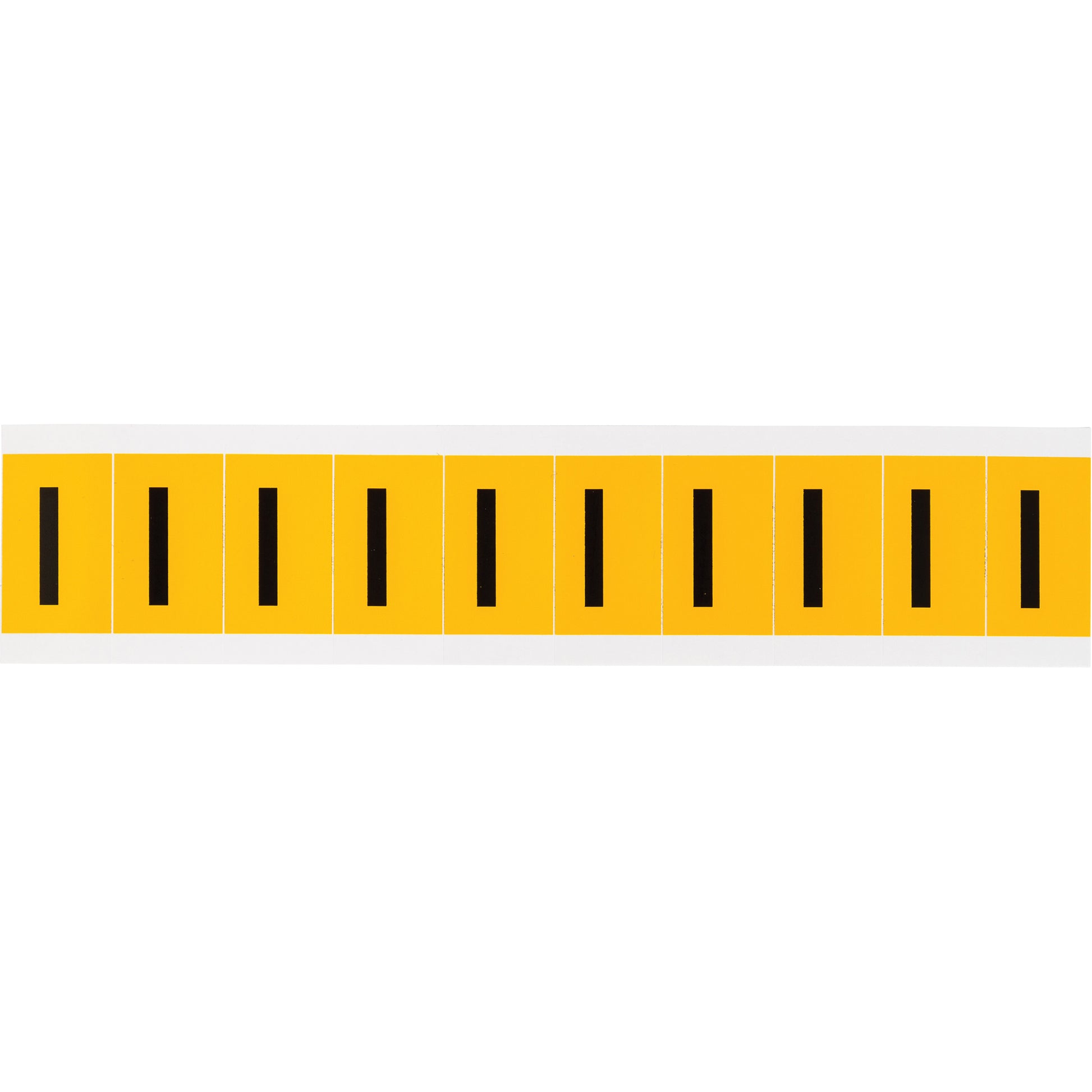 Brady Individual Number and Letter Labels, I, 1" H, Black on Yellow