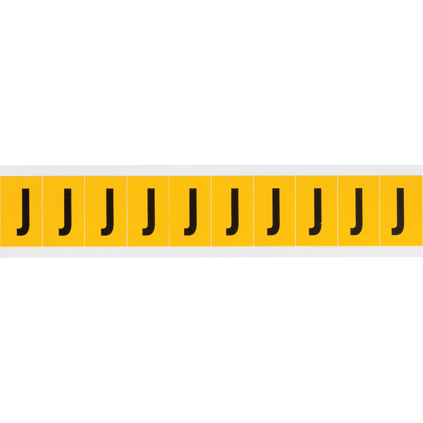 Brady Individual Number and Letter Labels, J, 1" H, Black on Yellow