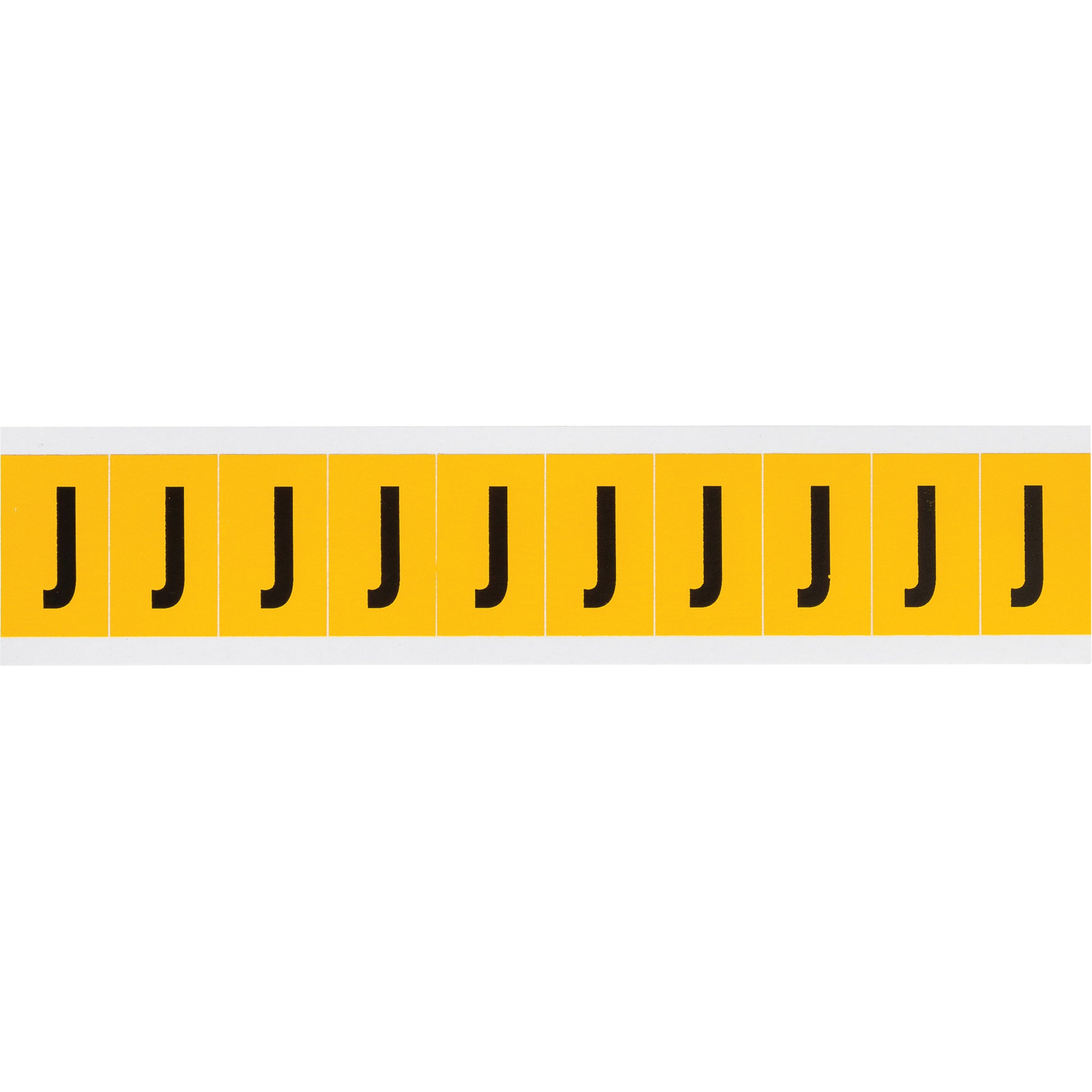 Brady Individual Number and Letter Labels, J, 1" H, Black on Yellow