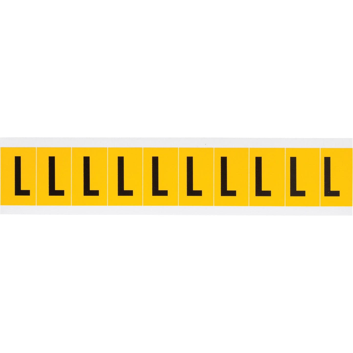 Brady Individual Number and Letter Labels, L, 1" H, Black on Yellow