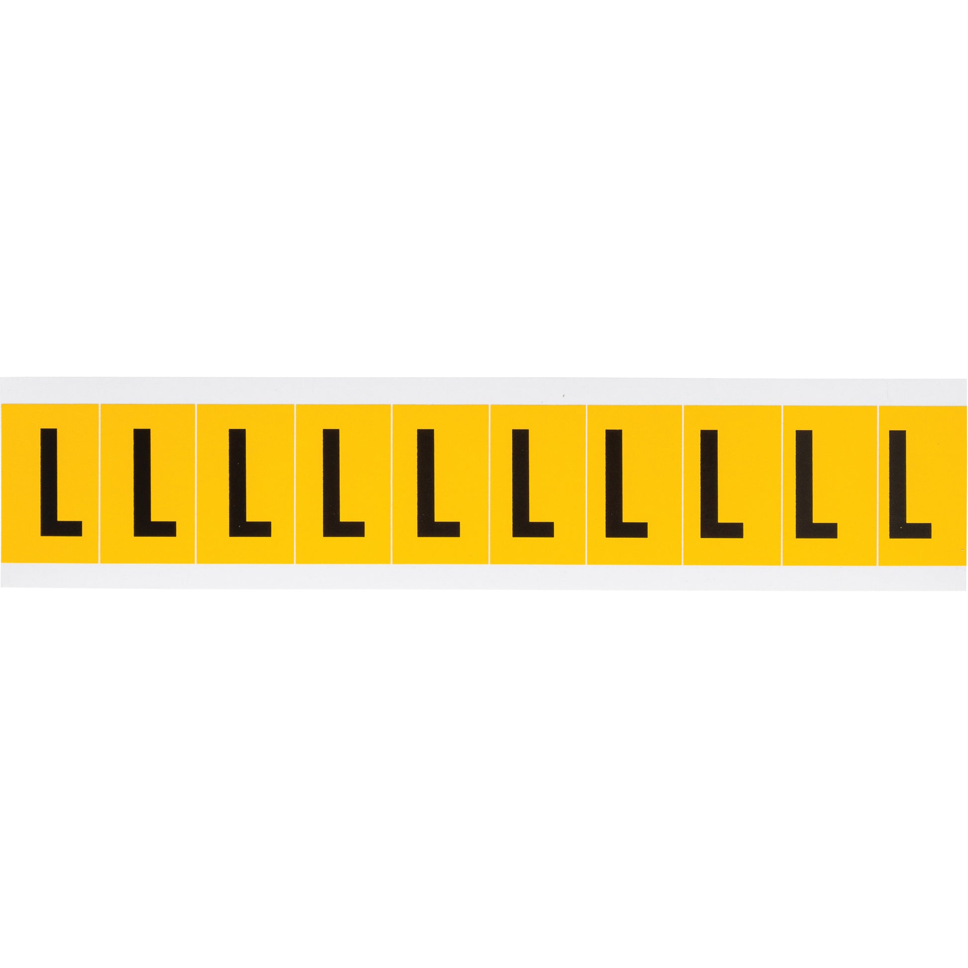 Brady Individual Number and Letter Labels, L, 1" H, Black on Yellow