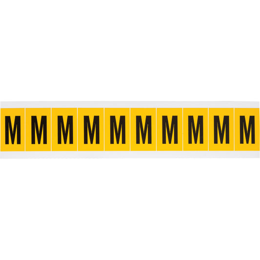 Brady Individual Number & Letter Labels, M, 1" H, Black on Yellow