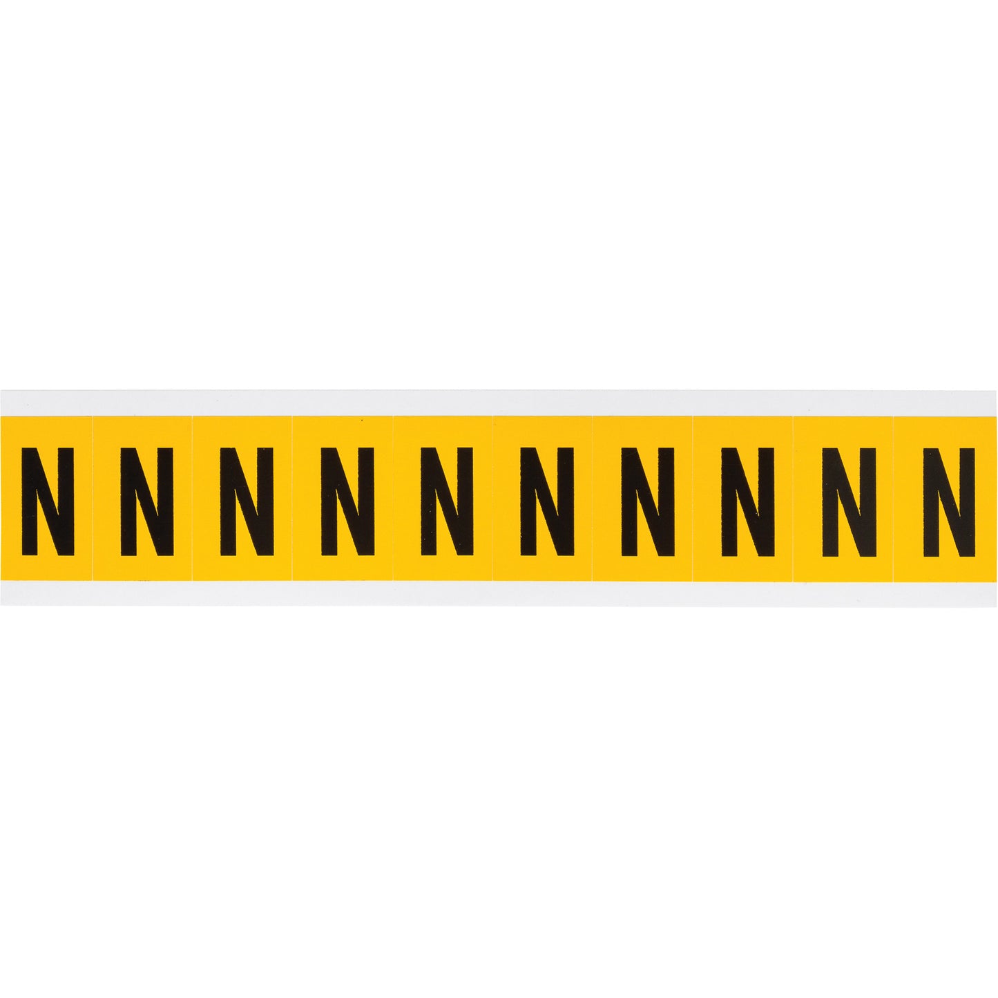 Brady Individual Number & Letter Labels, N, 1" H, Black on Yellow