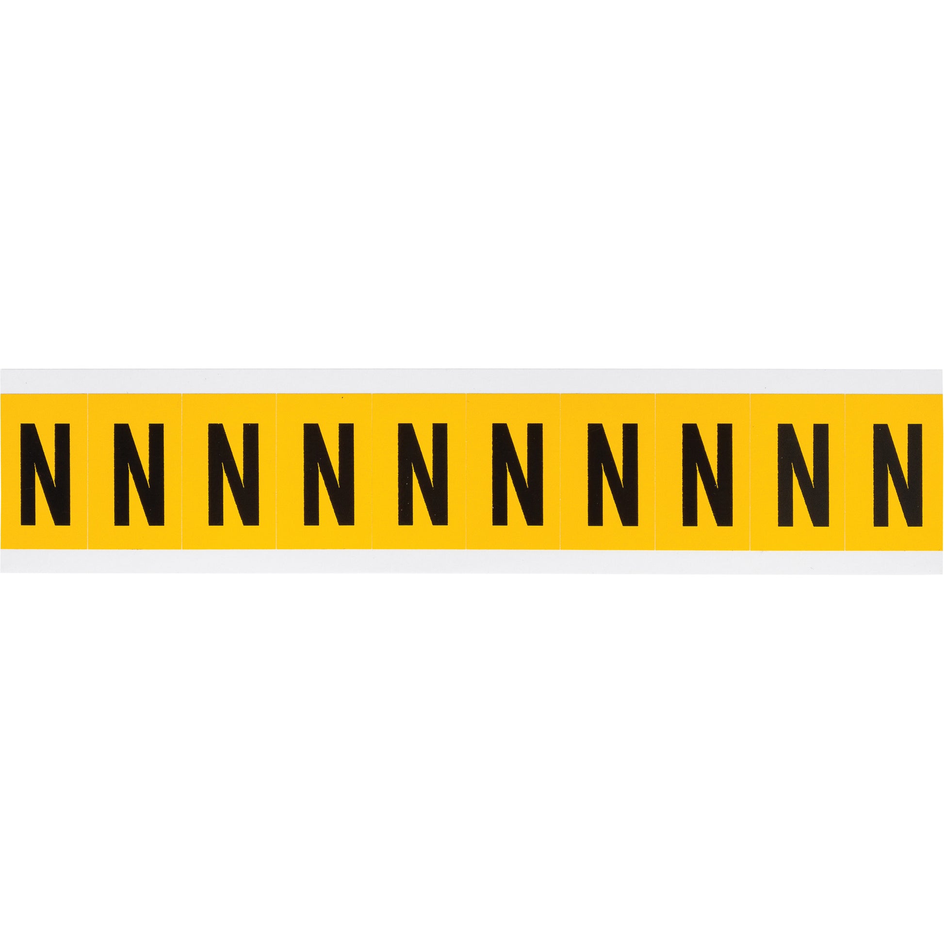 Brady Individual Number & Letter Labels, N, 1" H, Black on Yellow